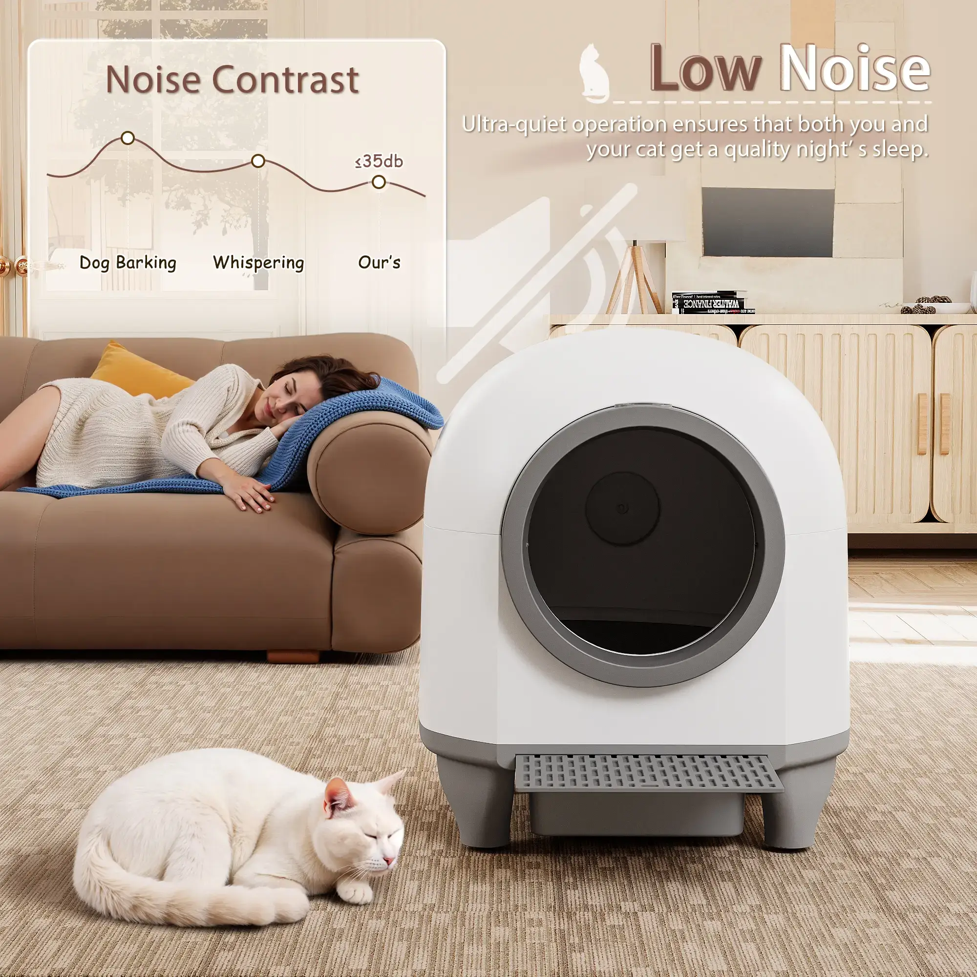 Smart Low-Noise Auto-Cleaning Litter Box 90L Self Cleaning Cat Litter Box APP-Controlled via 2.4G WiFi with Smart Sensors, Safety Protection, Easy Maintenance, Easy Setup & Clean #TikTokShopStockUp#TikTokShopMothersDay#SummerVibes#petlovers