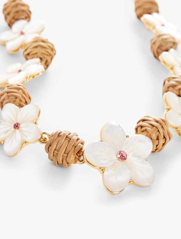 Carved Floral NecklaceVORY PEARL/GOLD
