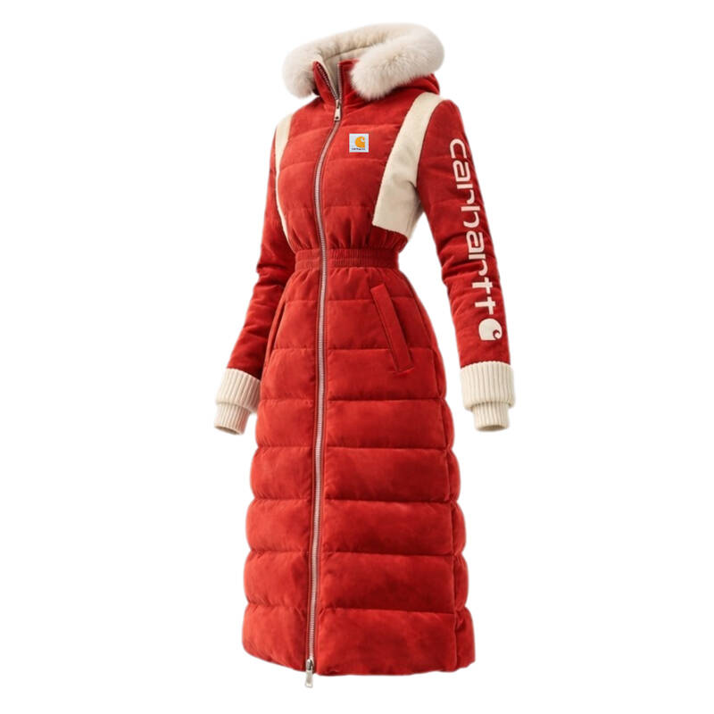 Women's Casual Color Stitching Suede Fur Collar Lapel Hooded Long Coat