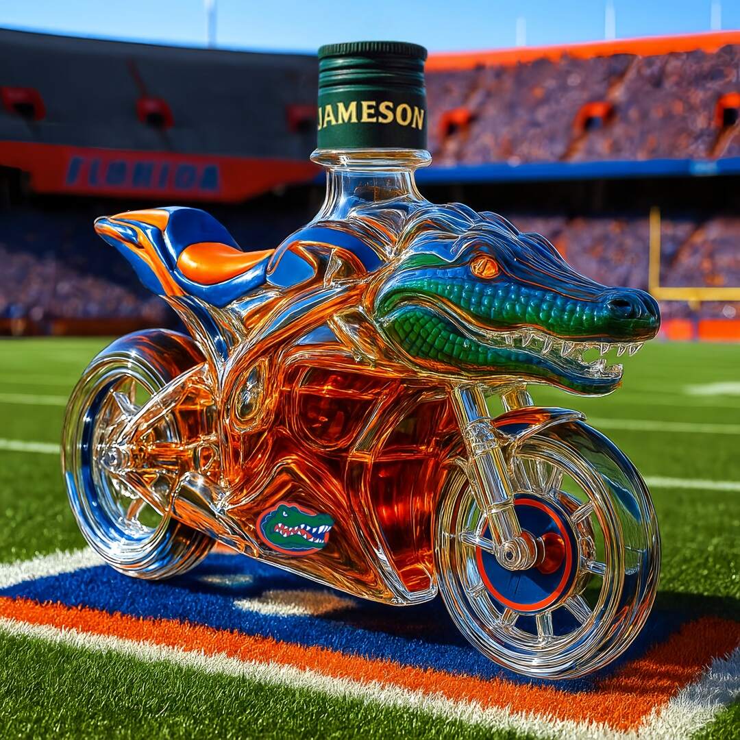Florida Gators Motorcycle Whiskey Bottle