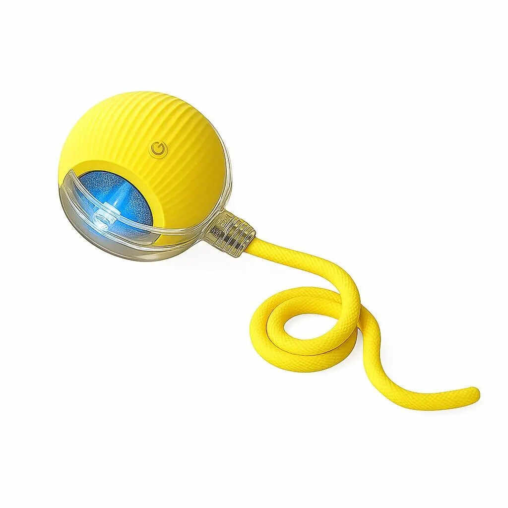 Interactive Pet Rolling Ball Toy with 2 Replaceable Tails, Automatic Dog & Cat Teaser Toy