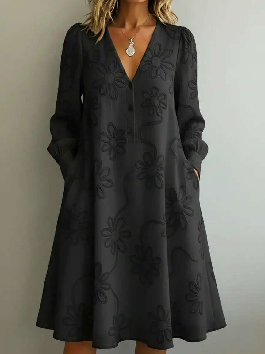 🔥Summer Arrivals🌟Vintage Elegant V-neck Floral Embroidery Dress