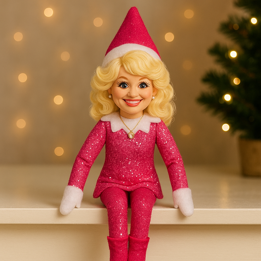Dolly Parton On A Stoop Christmas Elf Doll