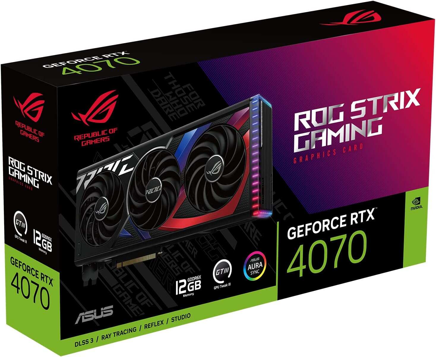 ASUS ROG Strix GeForce RTX™ 4070 OC Edition Gaming Graphics Card (PCIe 4.0, 12GB GDDR6X, DLSS 3, HDMI 2.1, DisplayPort 1.4a)