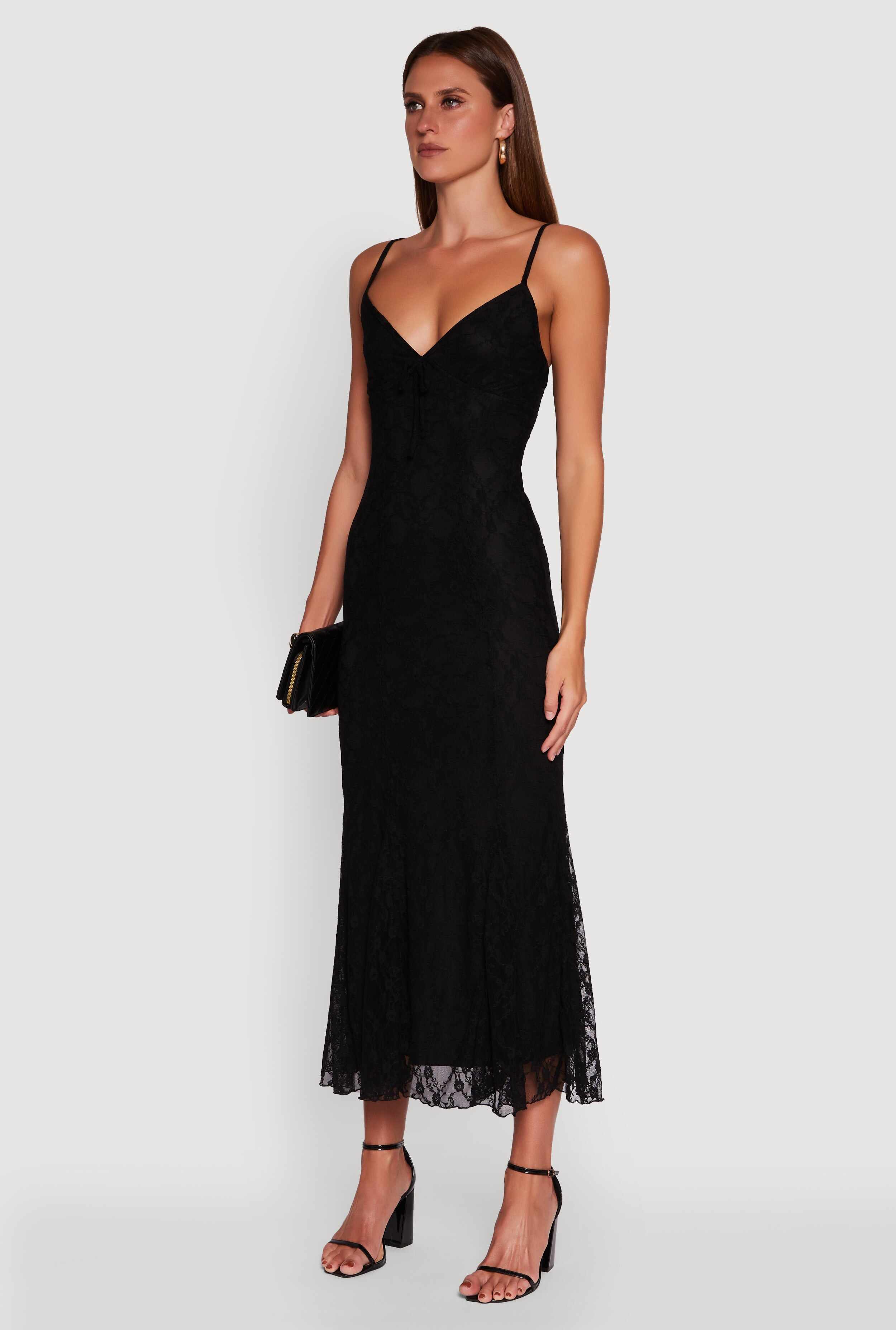 Floral Lace Overlay Mermaid Maxi Dress