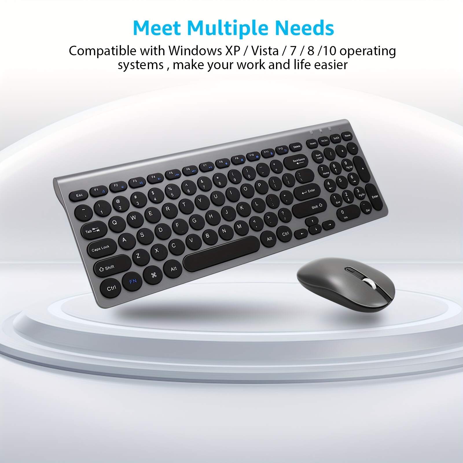 Wireless Keyboard & Mouse Combo, Wireless USB Mouse & Computer Keyboard Combo, Small & Silent, For Windows Laptops, Desktops, PCs