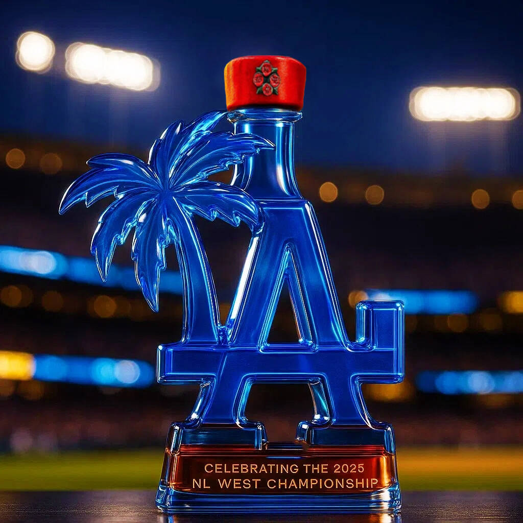 Commemorating Los Angeles Ds' 2025 NL WEST CHAMPIONSHIP Whiskey Bottle