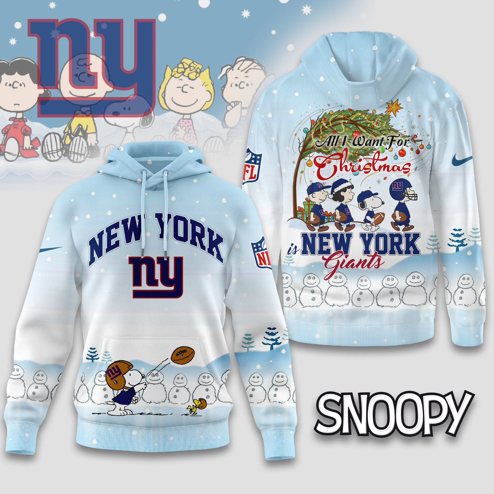 New York Giants | Premium NFL Peanuts Snow Day Hoodie MM