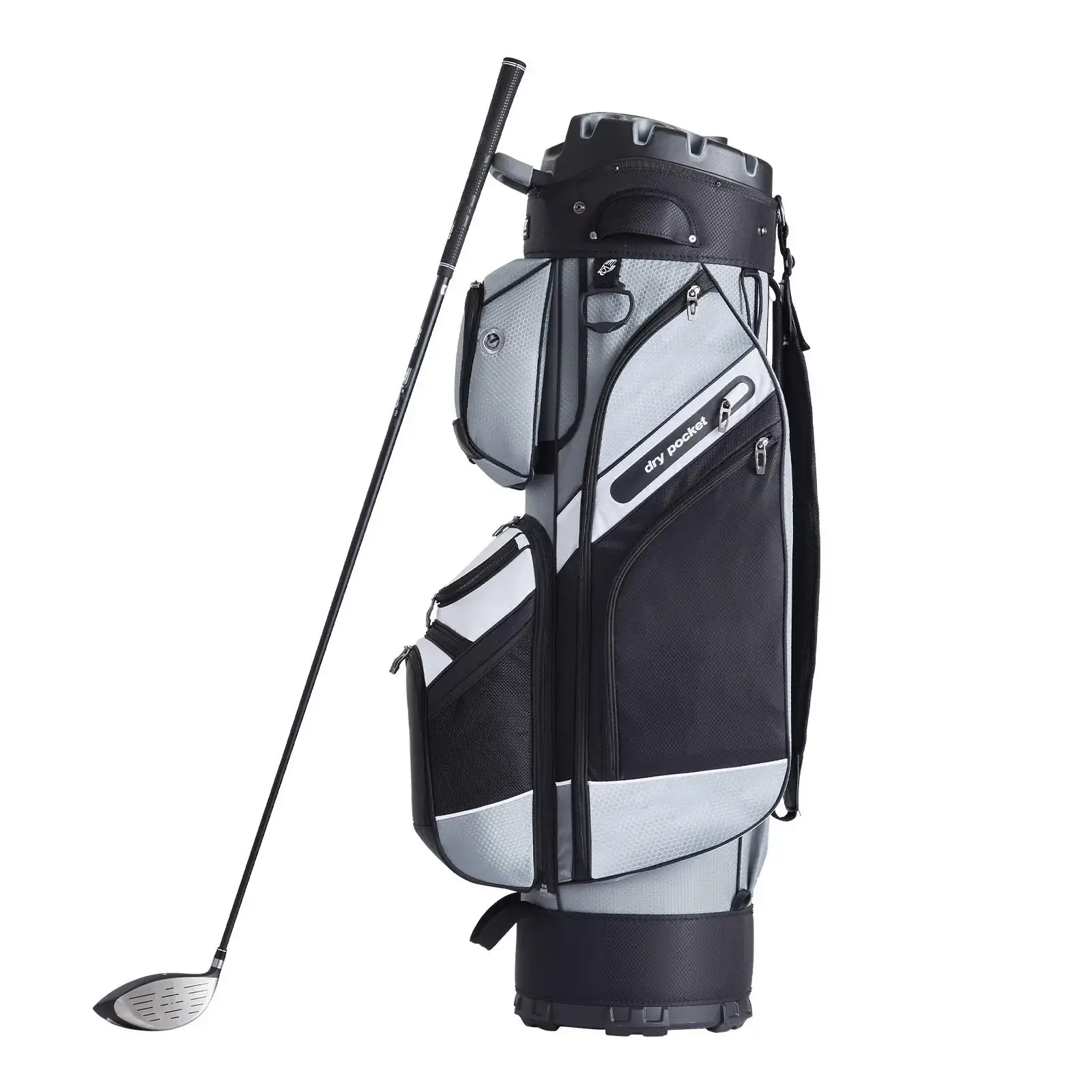 Golf Cart Bag with 14 Way Organizer Divider Top,  41” 13 Pockets Premium Nylon Cart Bag, Durable Golf Bags with Handles & Dust Cover & Detachable Straps for Men & Women, Black Color-Block
