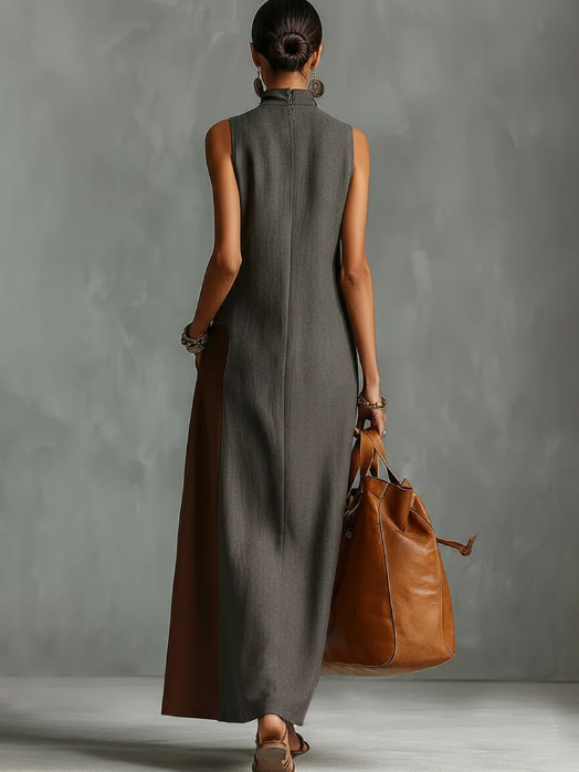 🔥Summer Arrivals🌟Fashionable Color-blocked Linen-cotton Maxi Dress