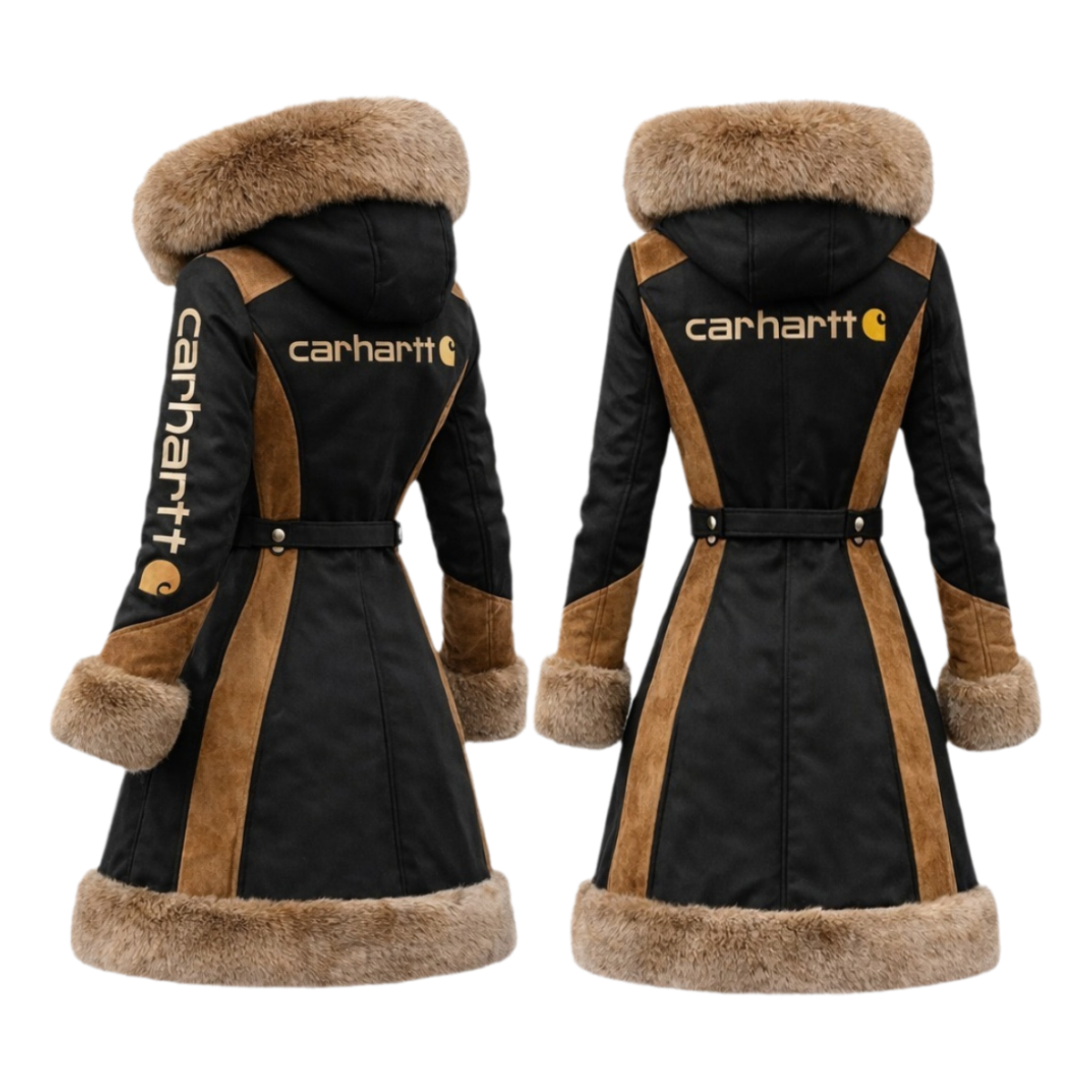 Women's White Color-Blocked Fleece Winter Coat
