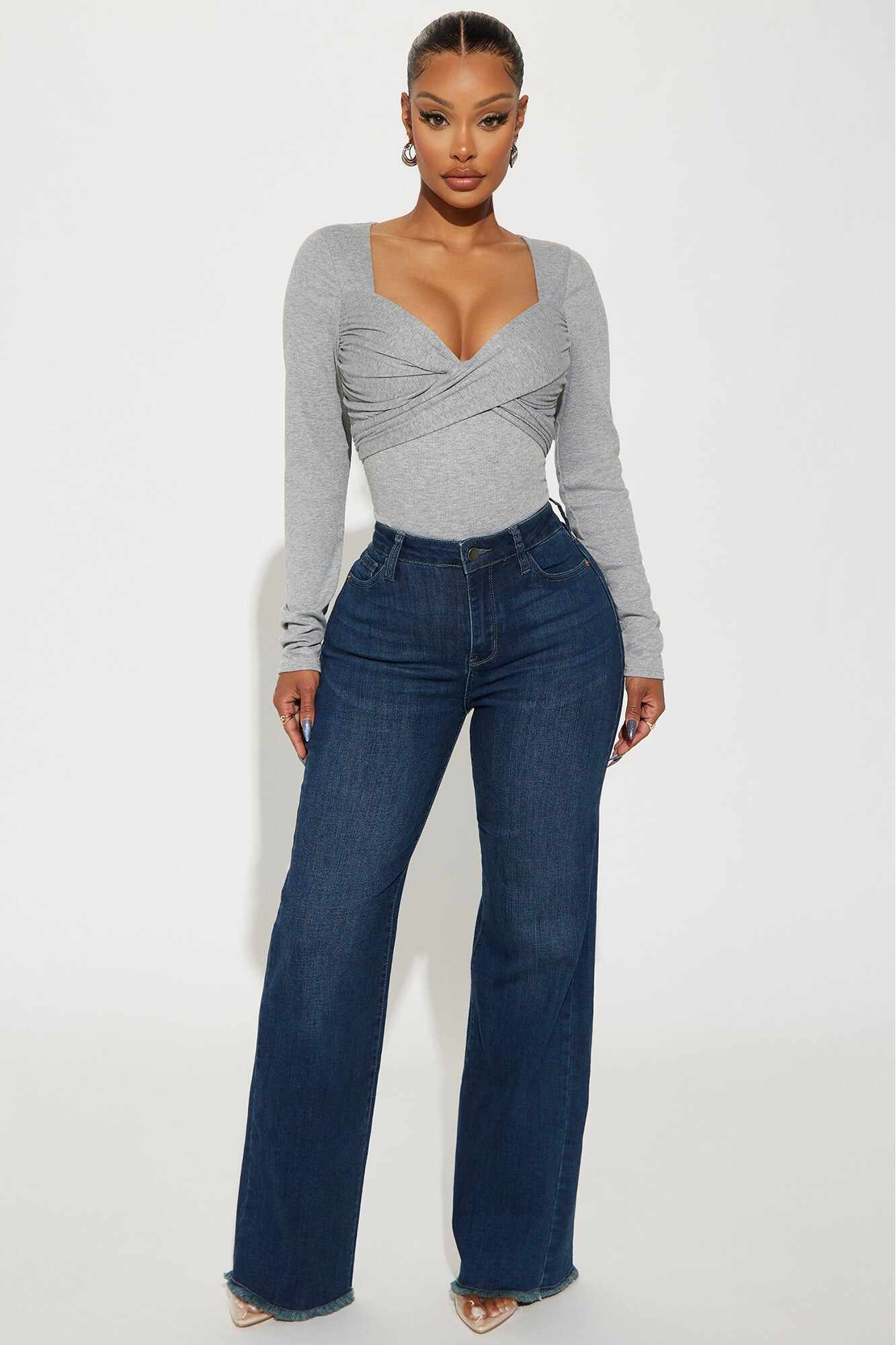 Becky Basic Stretch Straight Leg Jeans - Dark Wash