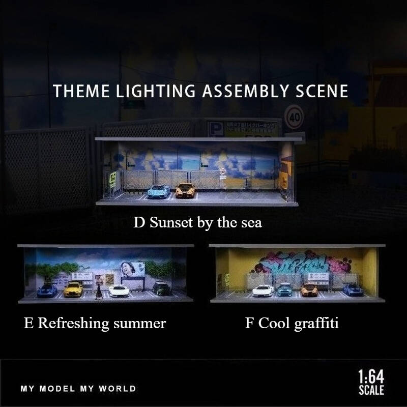 1:64 Scale Urban Street Scene Diorama Display Case – Industrial Roadside Setting for Diecast Cars