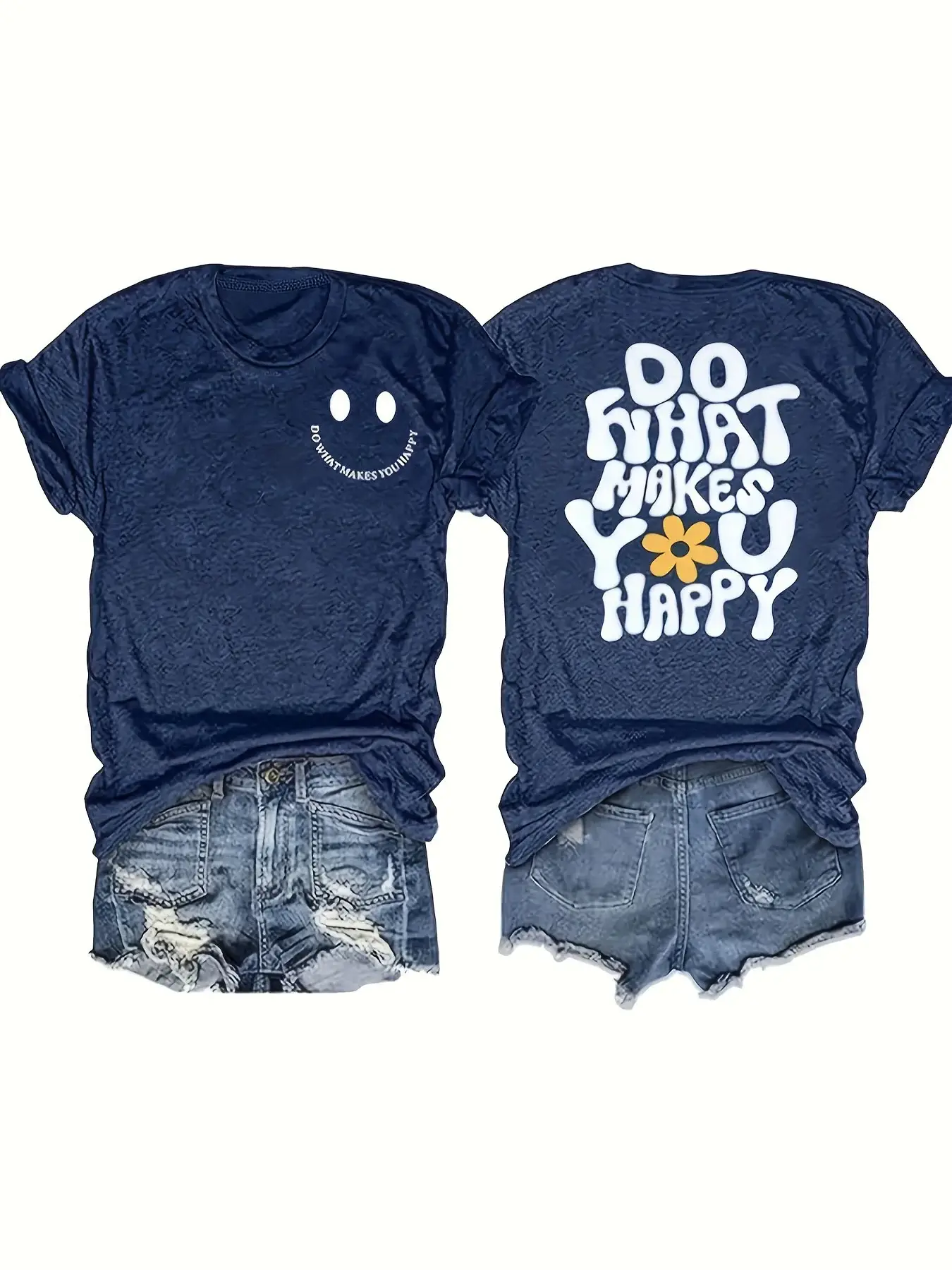 Unisex Shirt Do What Makes You Happy Smile Face Design Print T-shirt