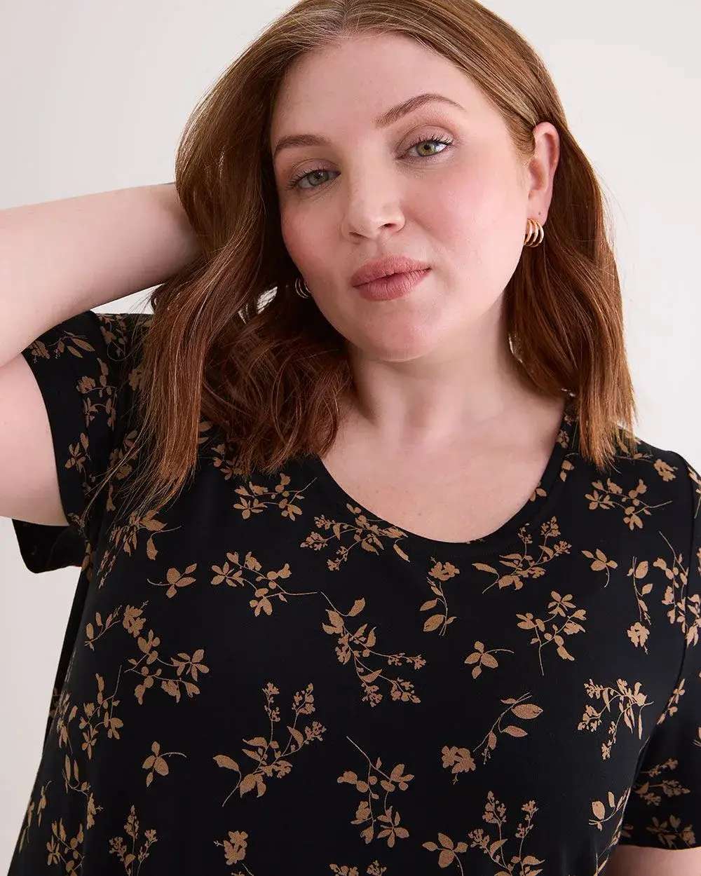 Responsible, Printed Modern Short-Sleeve Scoop Neck Tunic