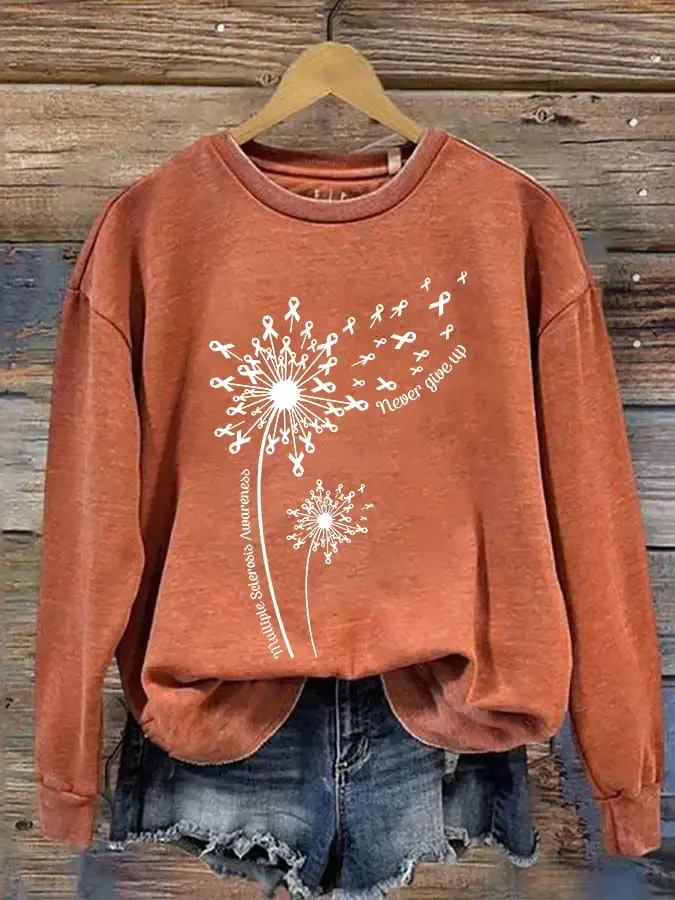 Women's Dandelion Multiple Sclerosis Awareness Never Give Up Sweatshirt