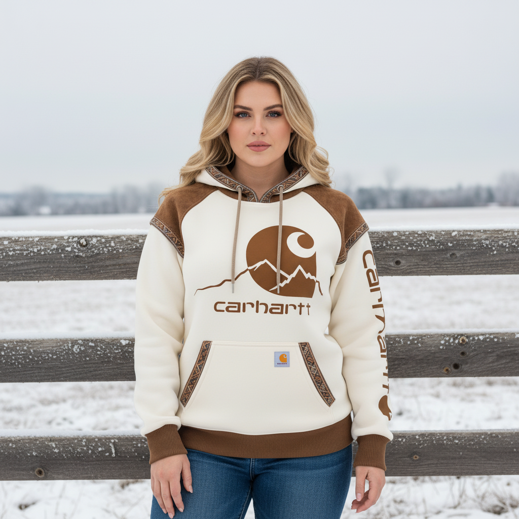 Women's Retro Ethnic Style Stand Collar Hooded Sweatshirt set