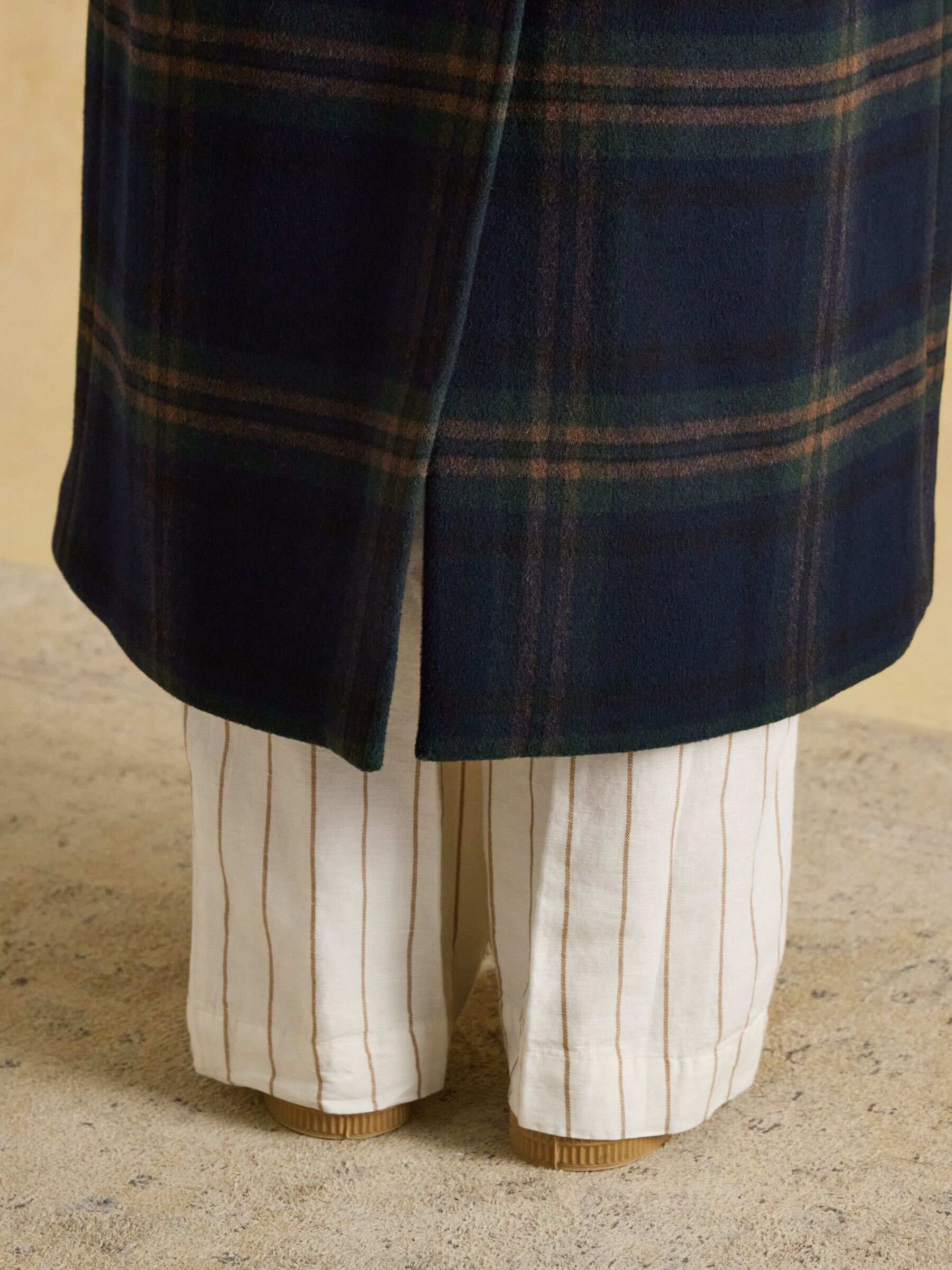 Amberley Navy Blue Longline Wool Blend Coat with Belt