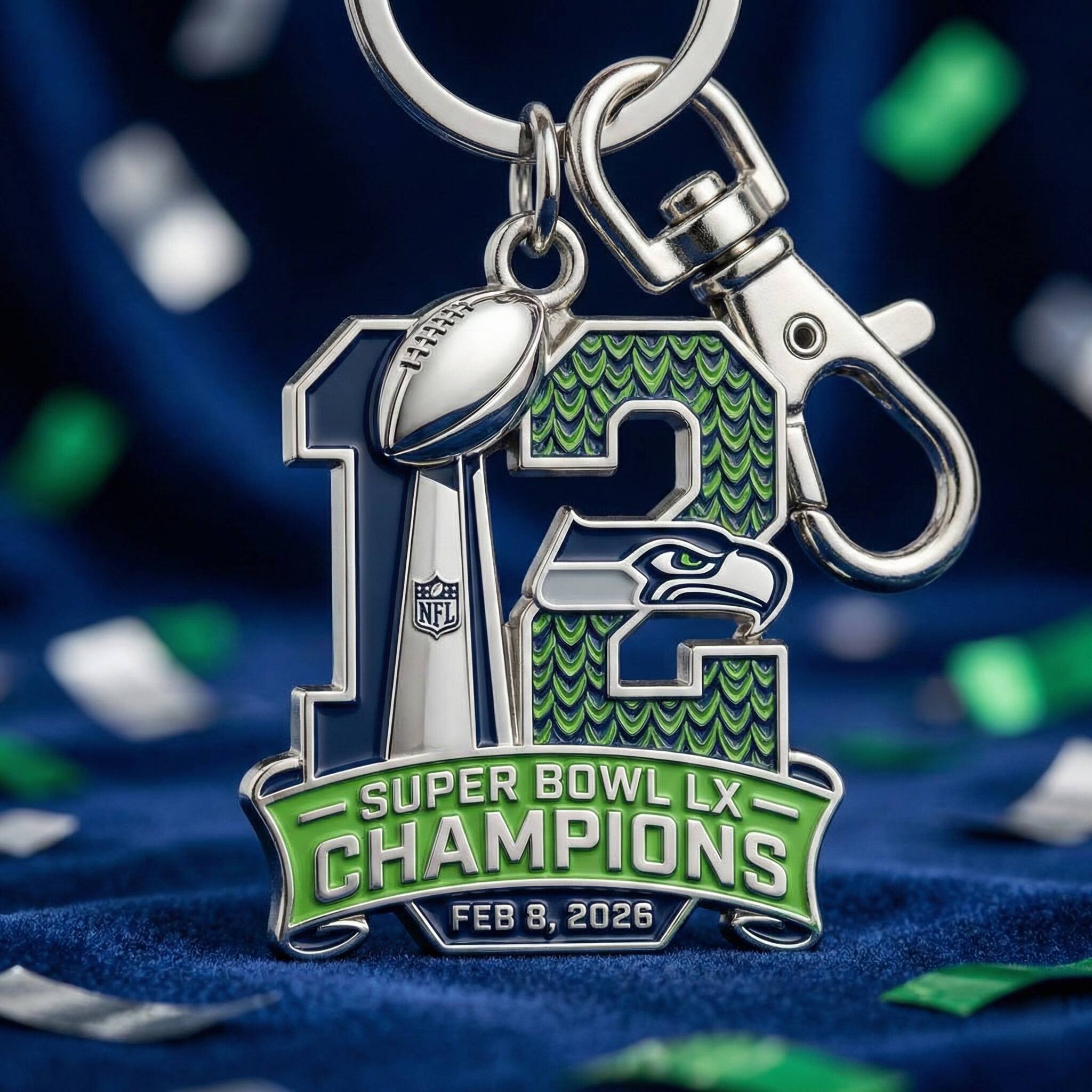 Seattle Seahawks Super Bowl LX Champions Keychain