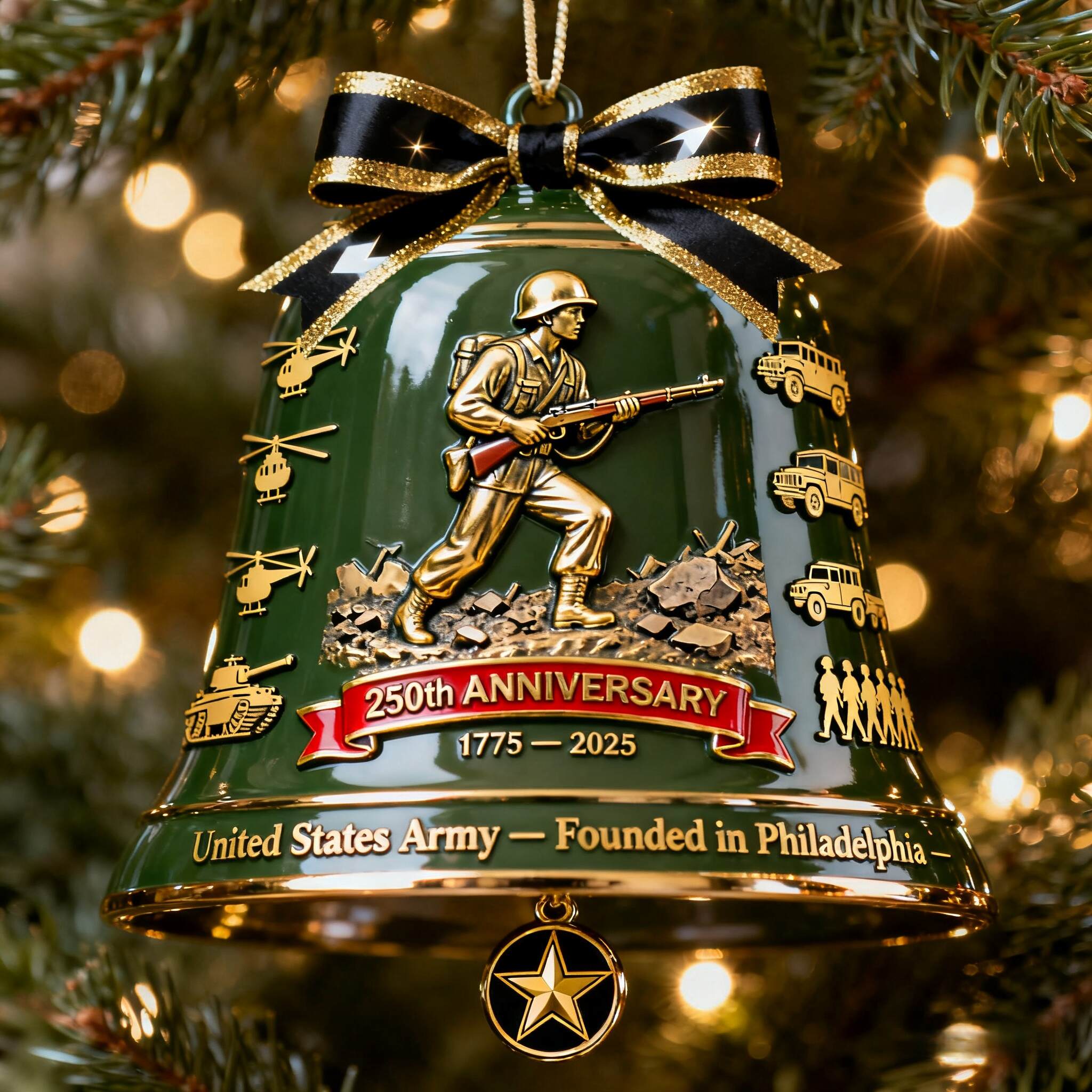 250th Anniversary Military Tribute Bell Ornament