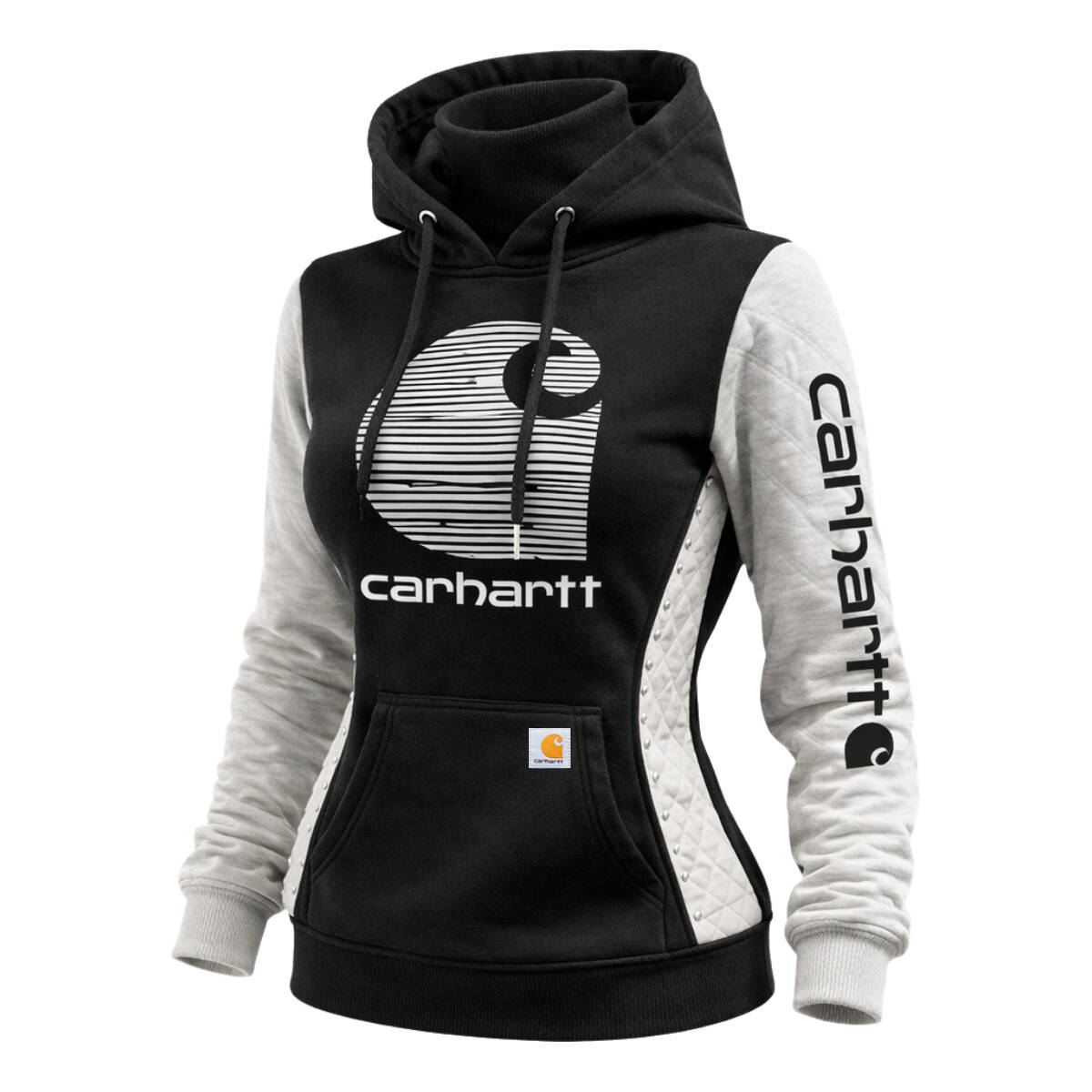 Stylish Two-Tone Hoodie with Unique Logo Design for Everyday Wear-Black + Gray
