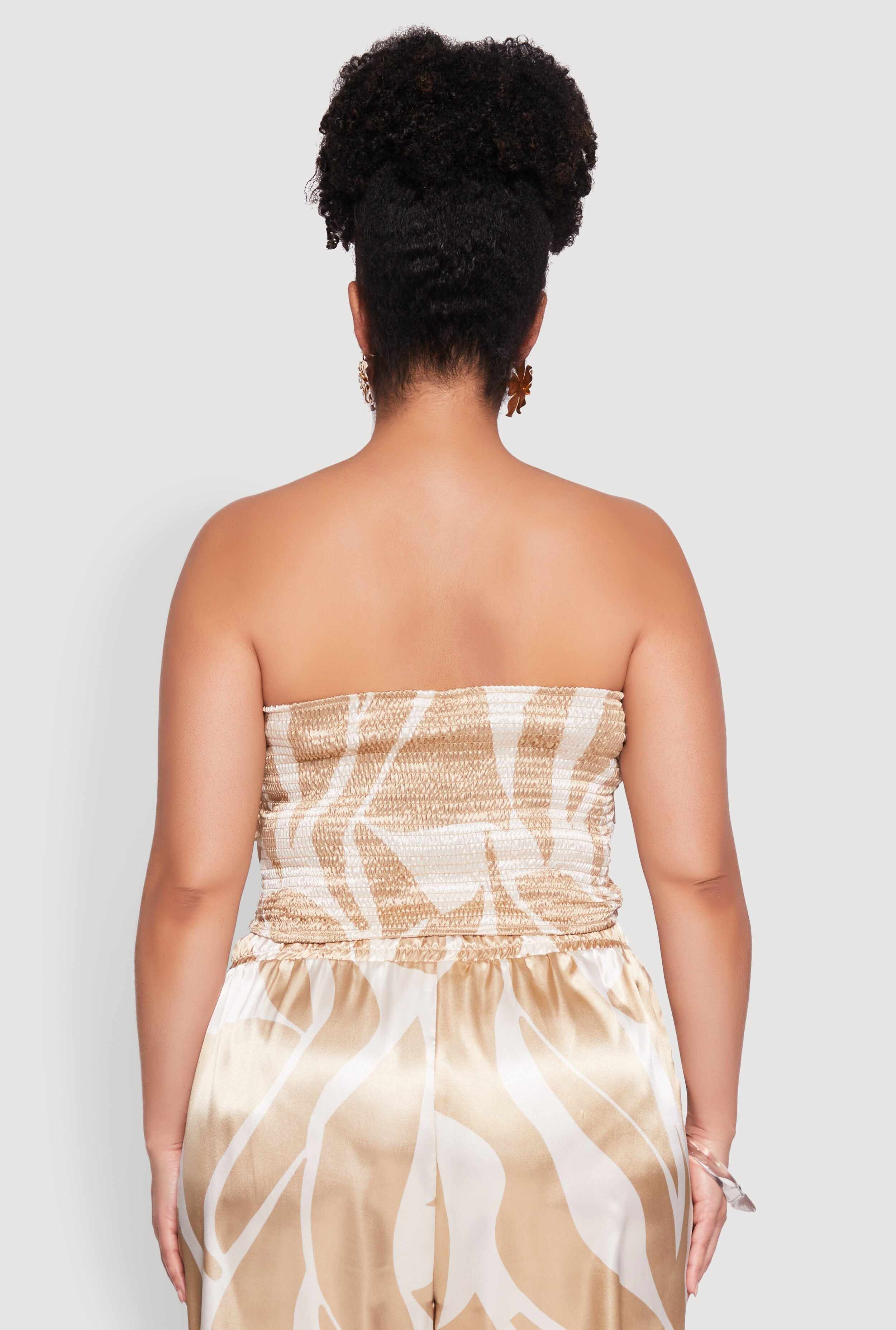 Plus Size Satin Scarf Print Tube Top