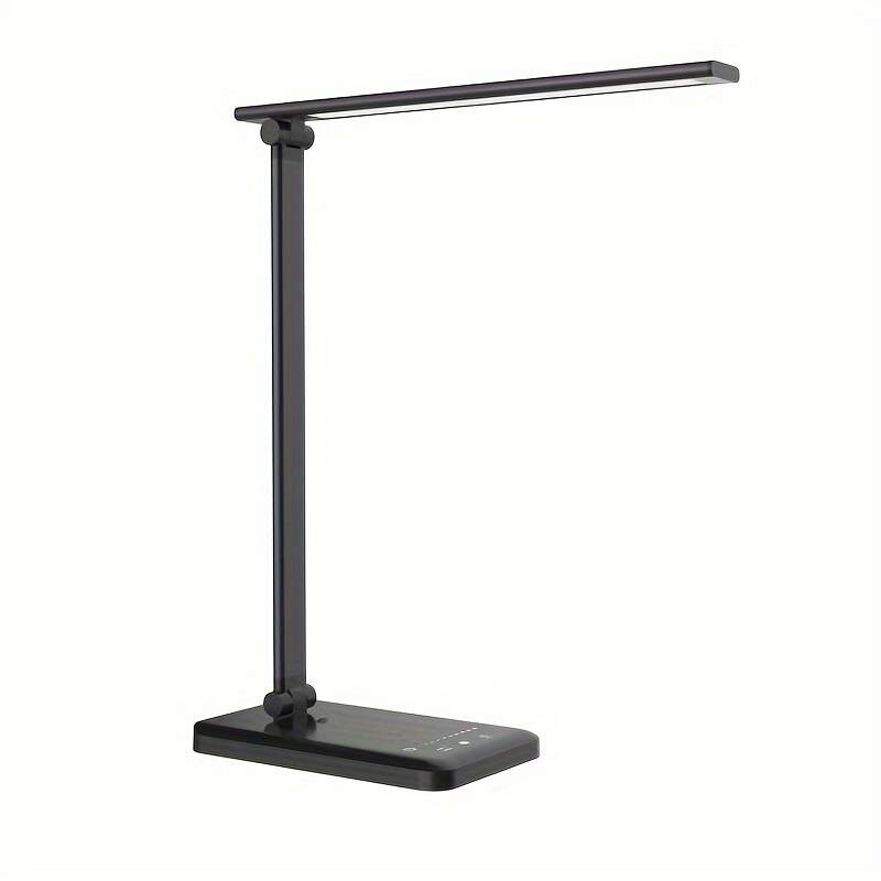Adjustable LED Desk Lamp with Touch Control, 5 Lighting Modes & Brightness Levels, 45-Minute Auto Timer, USB Powered, Eye-Caring Dimmable Table Lamp for Home, Office, and Reading - White/Black