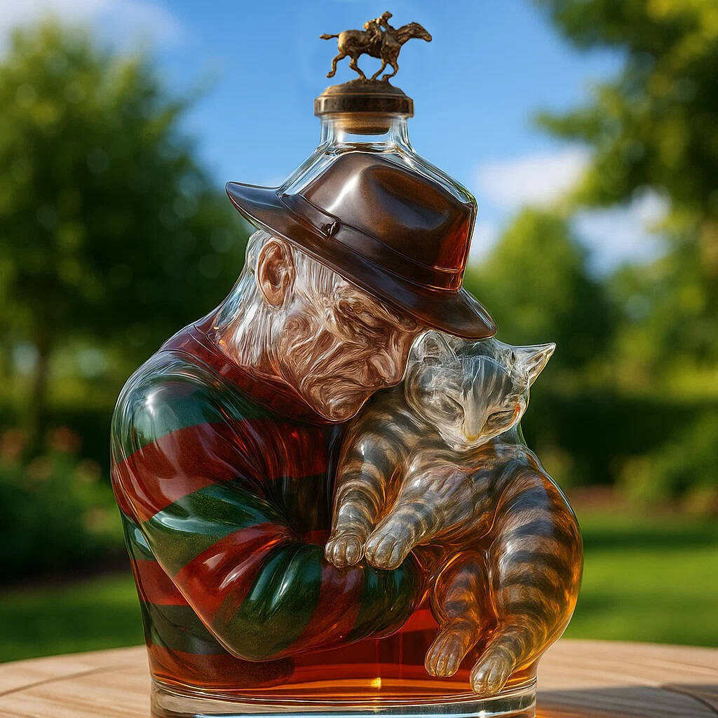 Classic horror movie characters＆Cat Whiskey bottle