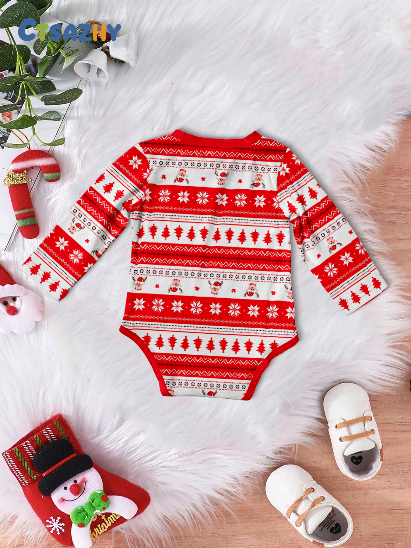 Fawn Printed Short Sleeve Family Matching Christmas Pajamas Sets