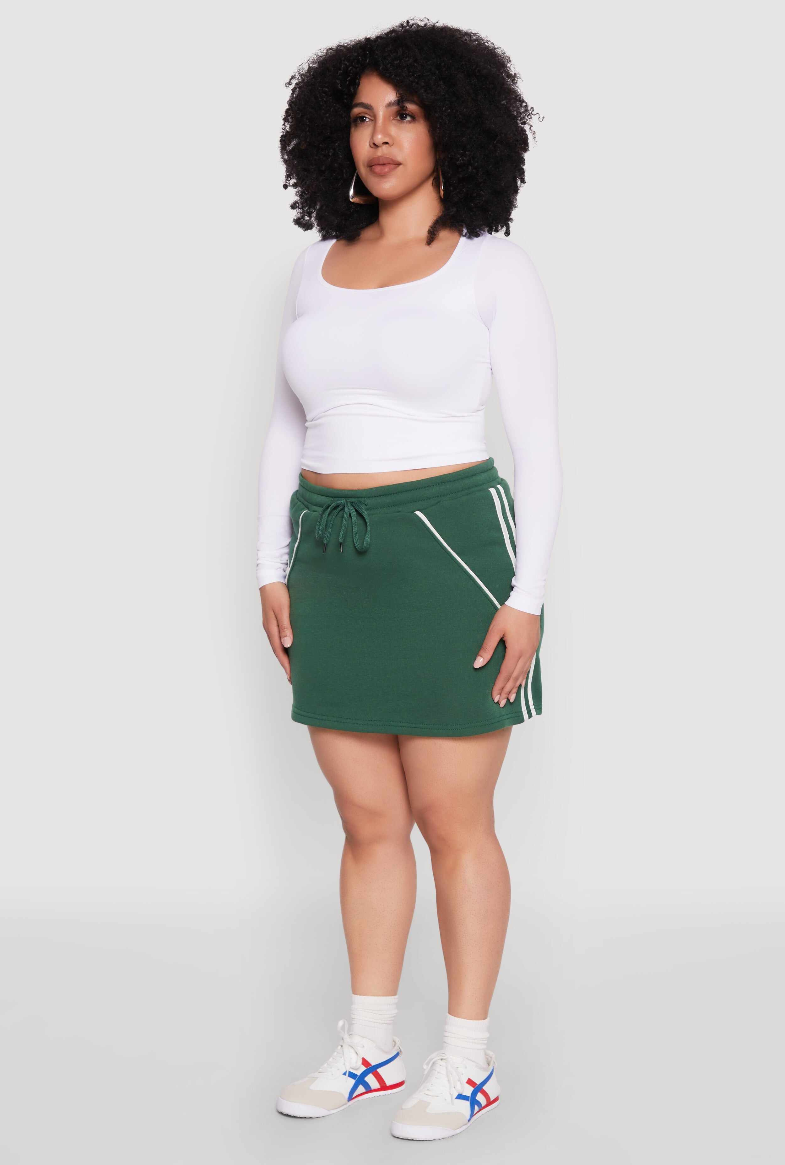 Plus Size Contrast Trim Skort