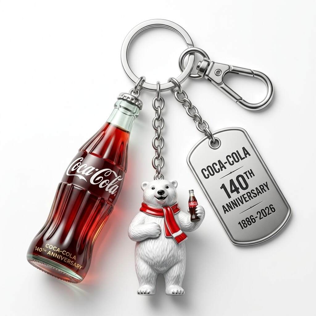 Coca-Cola 140th Anniversary Keychain