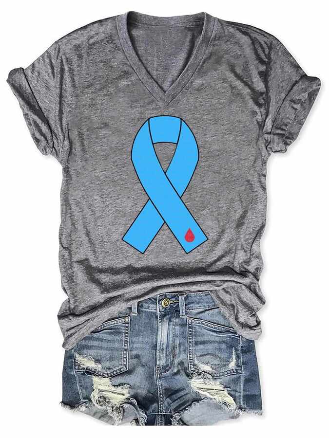 World Diabetes Day Printed Casual T-Shirt