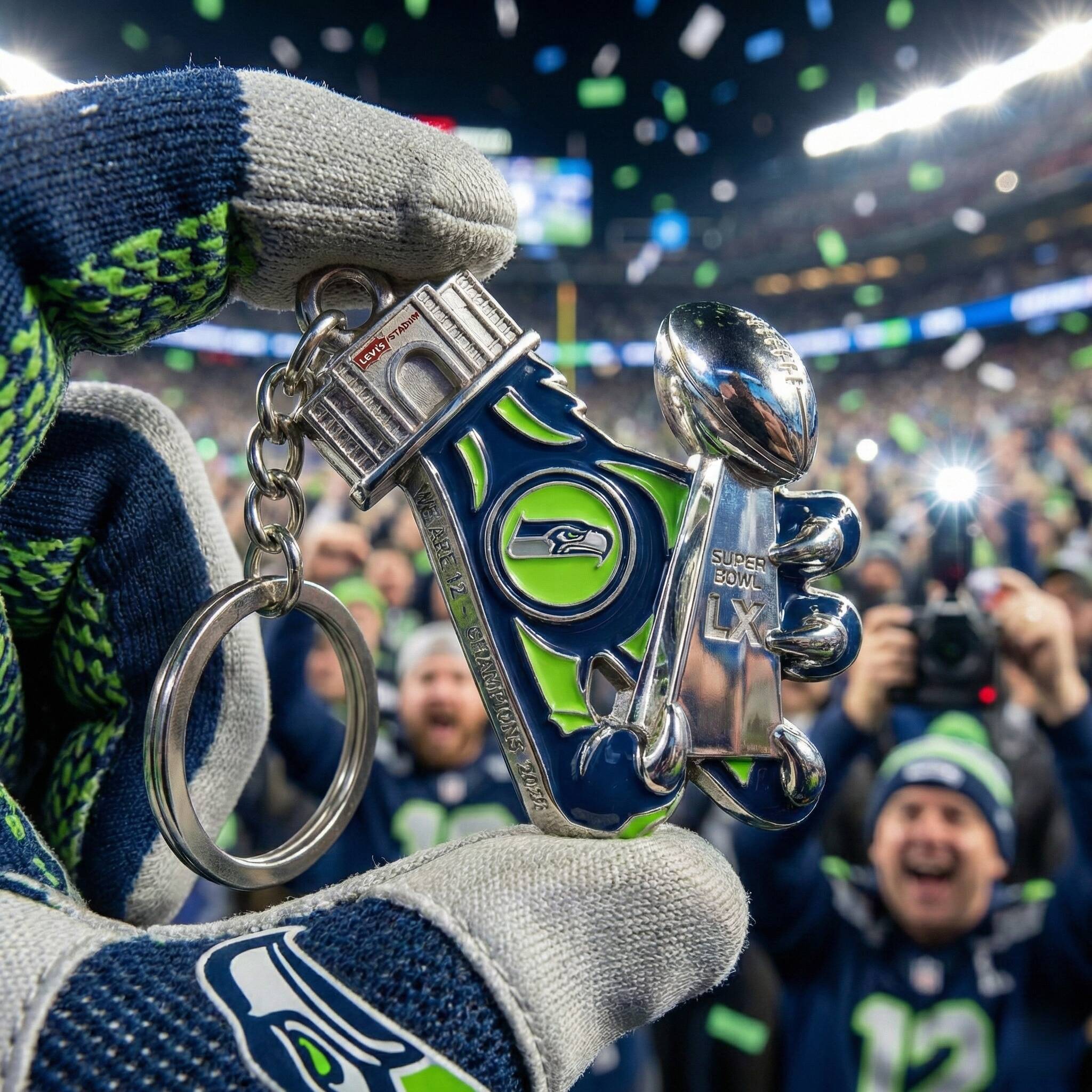 Seattle Seahawks Super Bowl LX Champions Keychain