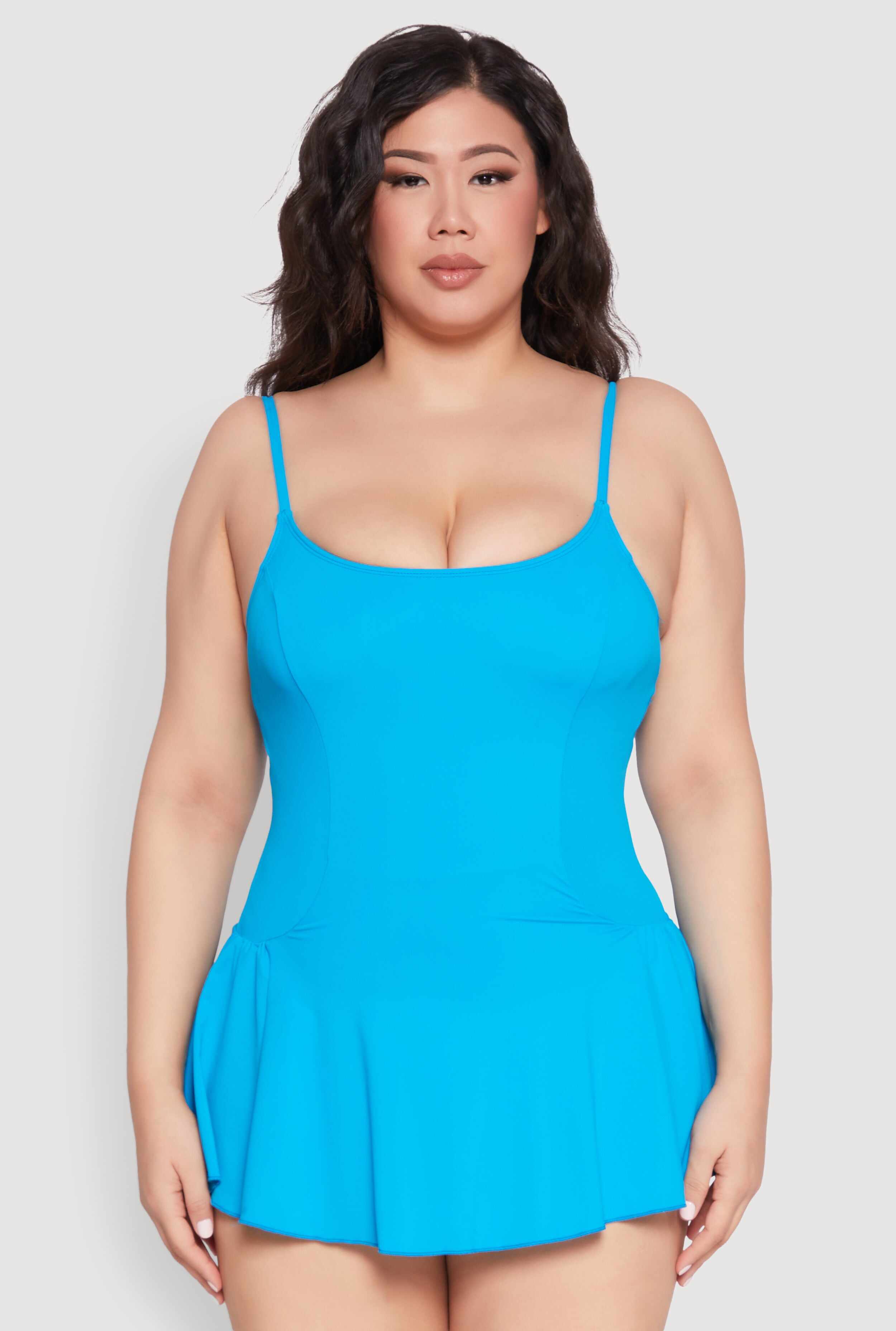 Plus Size Scoop Neck Swim Dress