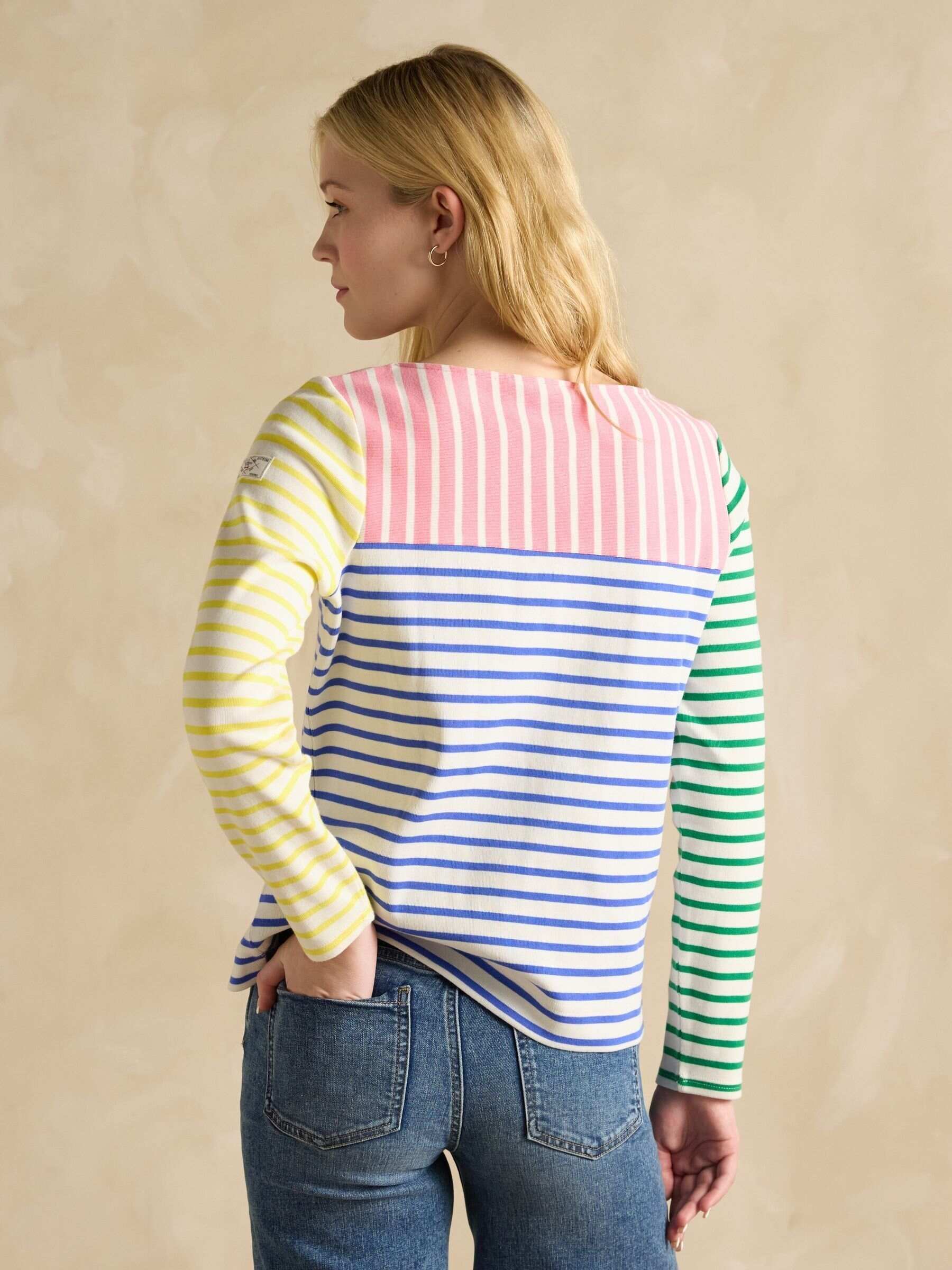 Harbour Multi Hotchpotch Boat Neck 100% Cotton Breton Top