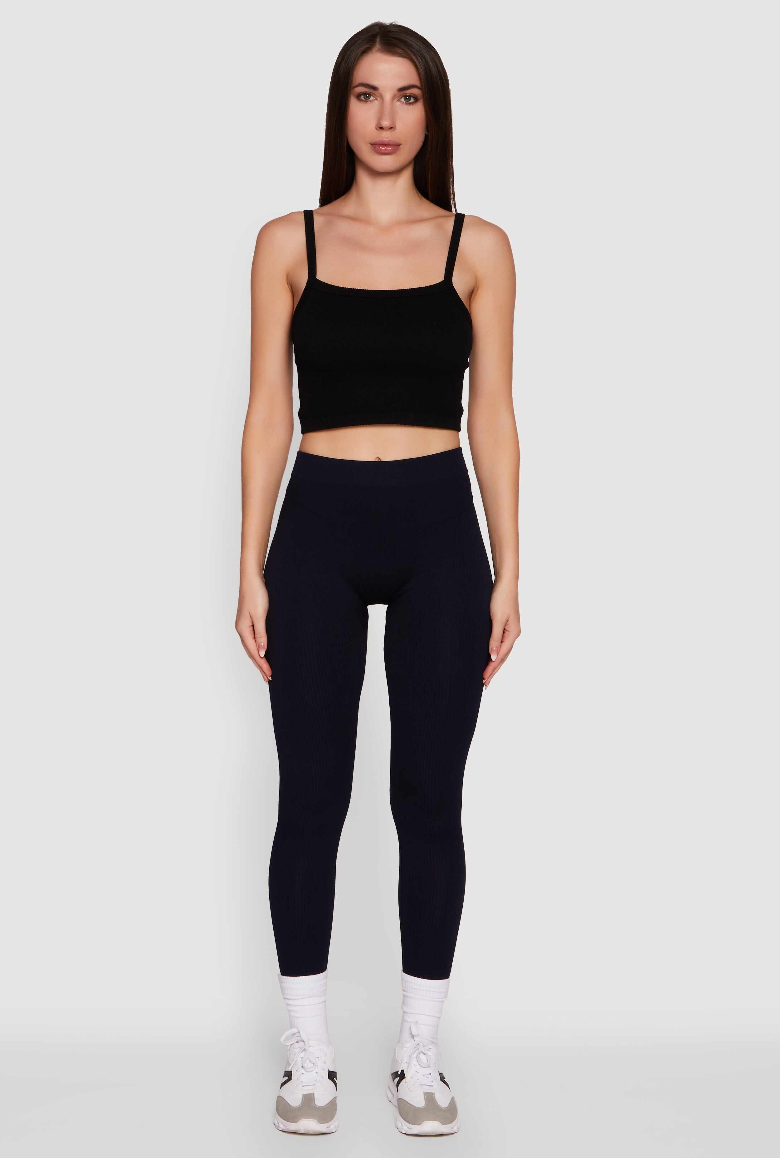 Trendy Rib Knit High Waisted Leggings