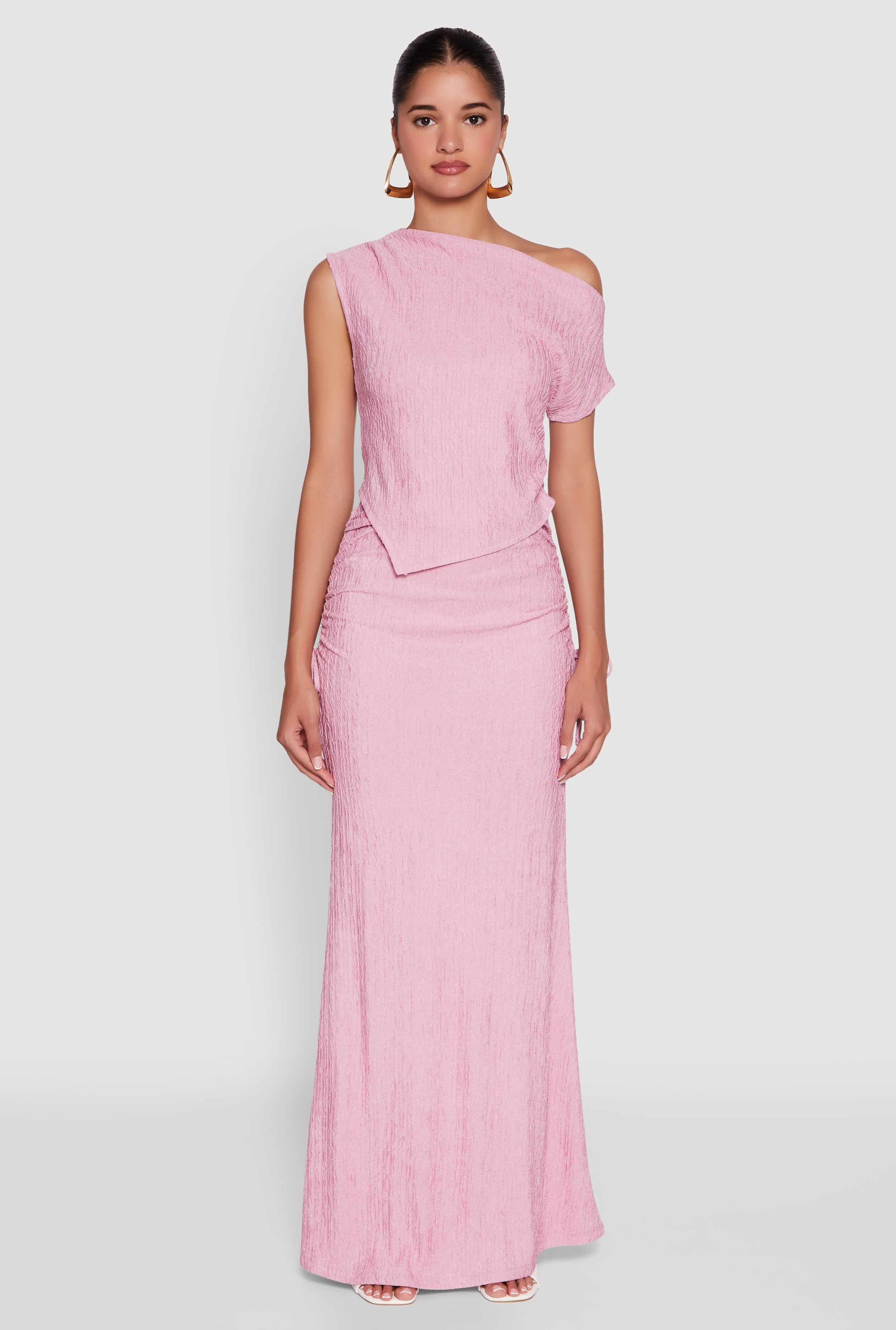 Trendy Solid Textured Knit High Waisted Maxi Skirt