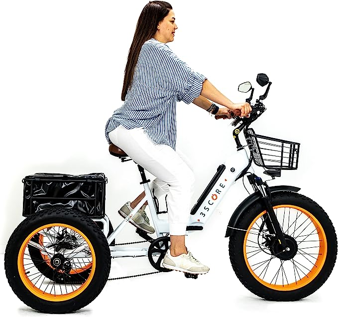 Electric Fat Trike 750W Motor and 48V Lithium Rechargeable Battery – Etrike 24 Inch Fat Tire – Foldable Electric Cruiser Tricycle