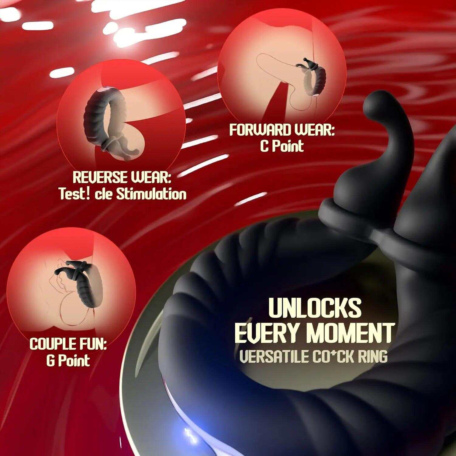 USB Rechargeable Silicone Vibrating Penis Ring – 10 Modes for Couples