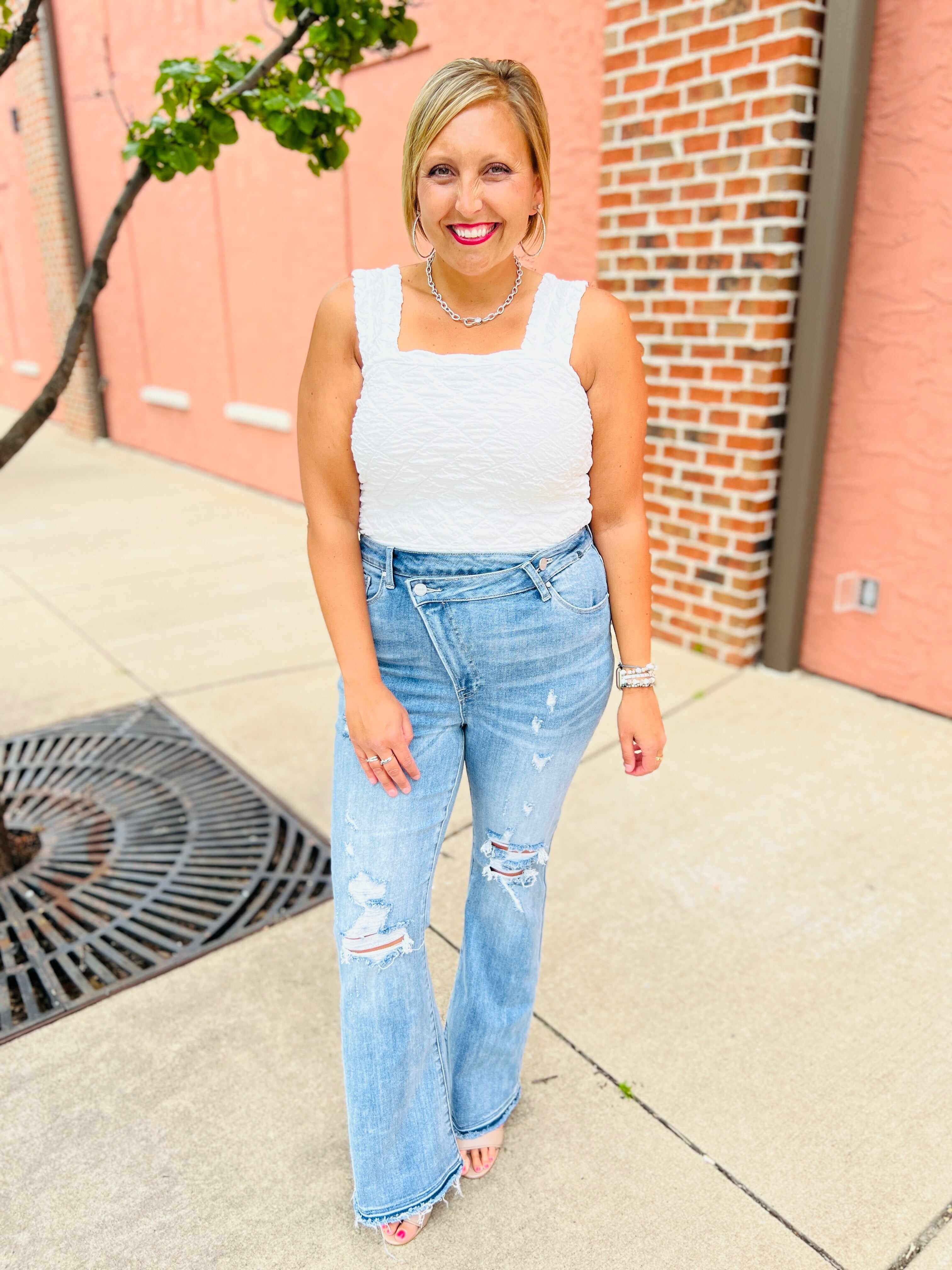 Risen Plus/Reg Make Them Stare Crossover Flare Jeans