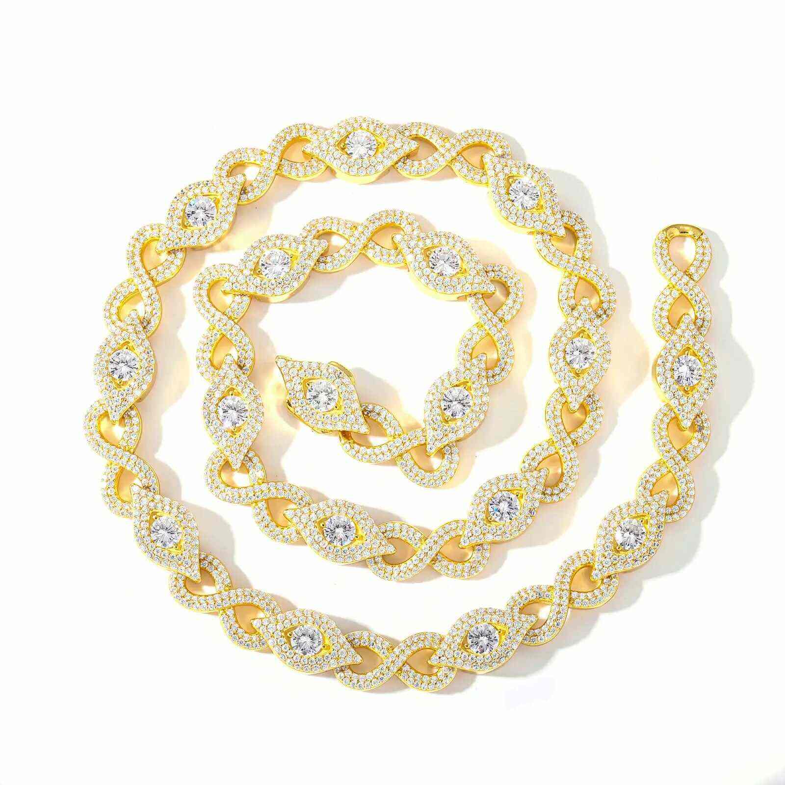 TestTest 10mm S925 Moissanite Infinity Evil Eye Link Chain