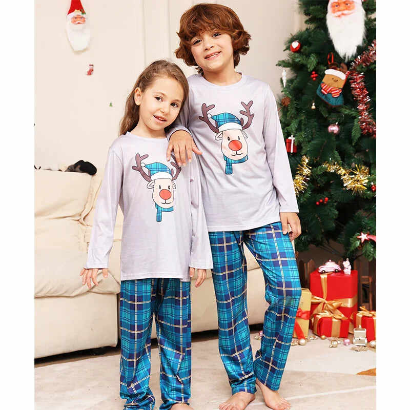 Mens Light Blue Matching Family Christmas Pajamas