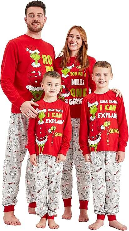Dear Santa I can Explain! Grinch Christmas Print Family Pajama Set