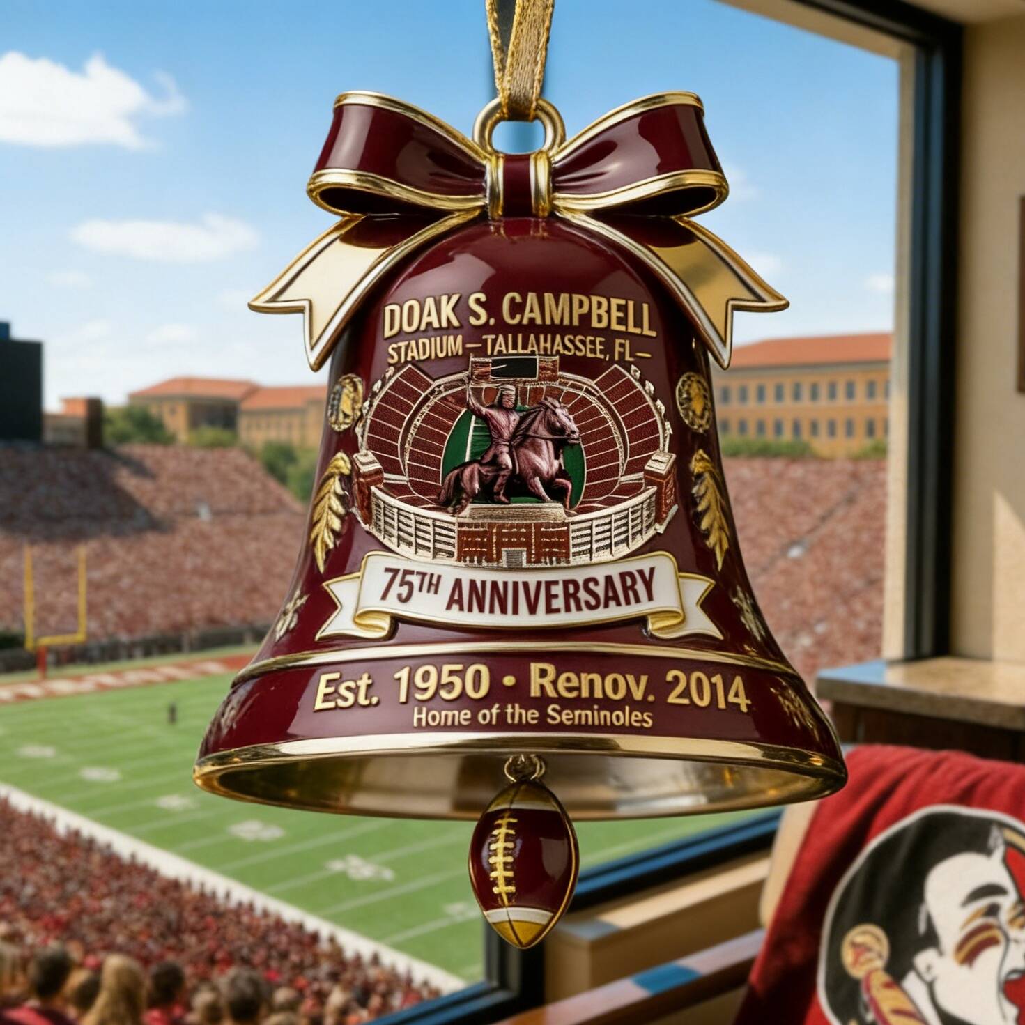 Doak S. Campbell Stadium 75 Years Bell Ornament
