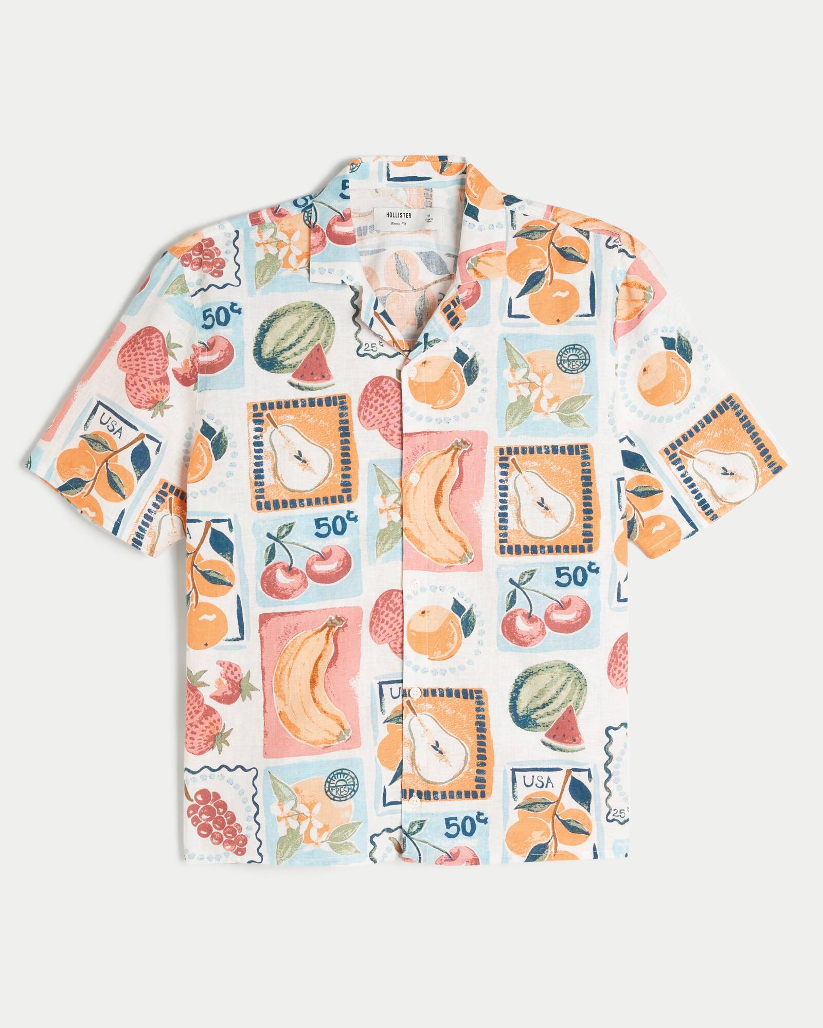Boxy Short-Sleeve Linen-Blend Shirt