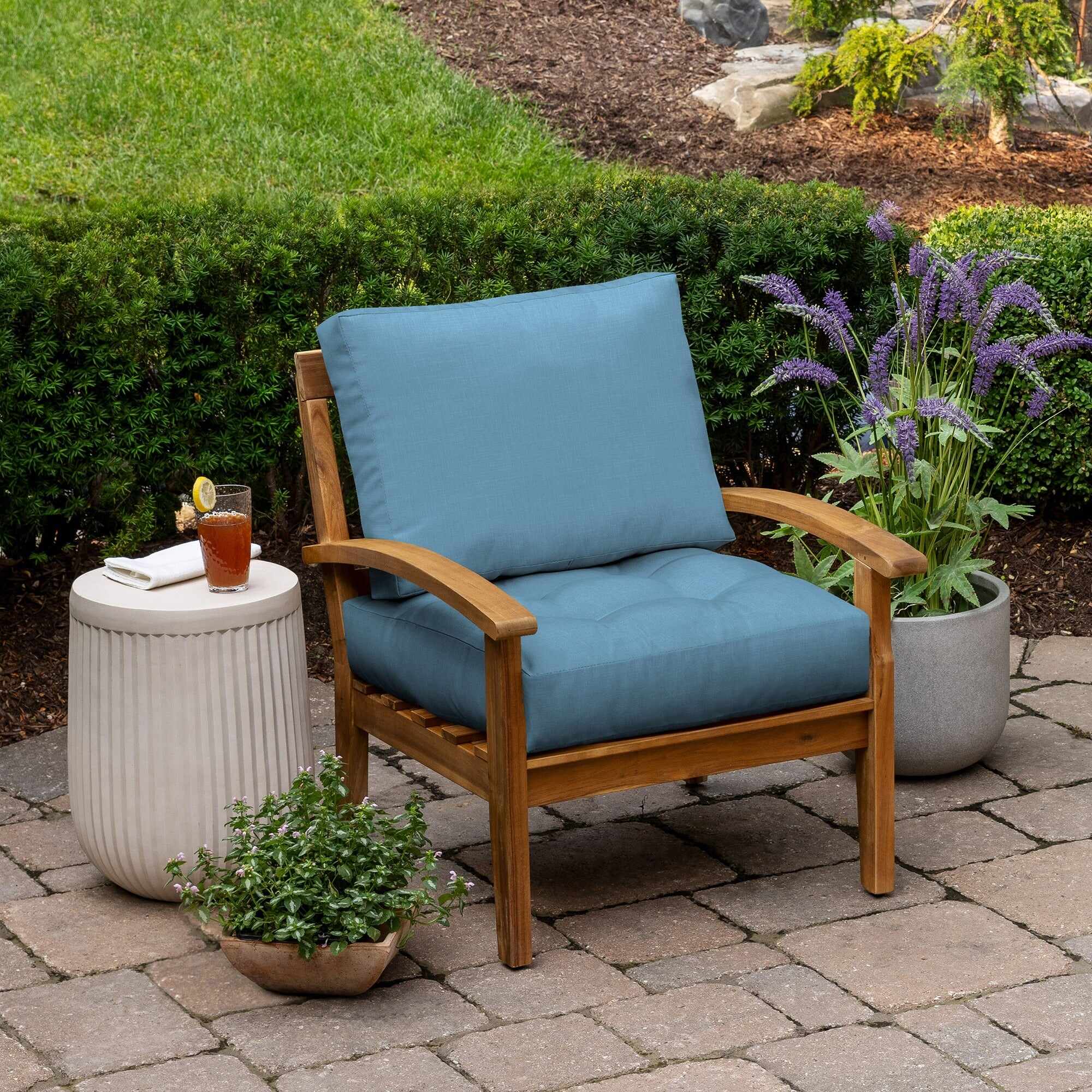 ARDEN Outdoor Plush Modern Tufted Blowfill Deep Seat Set, 24 x 24