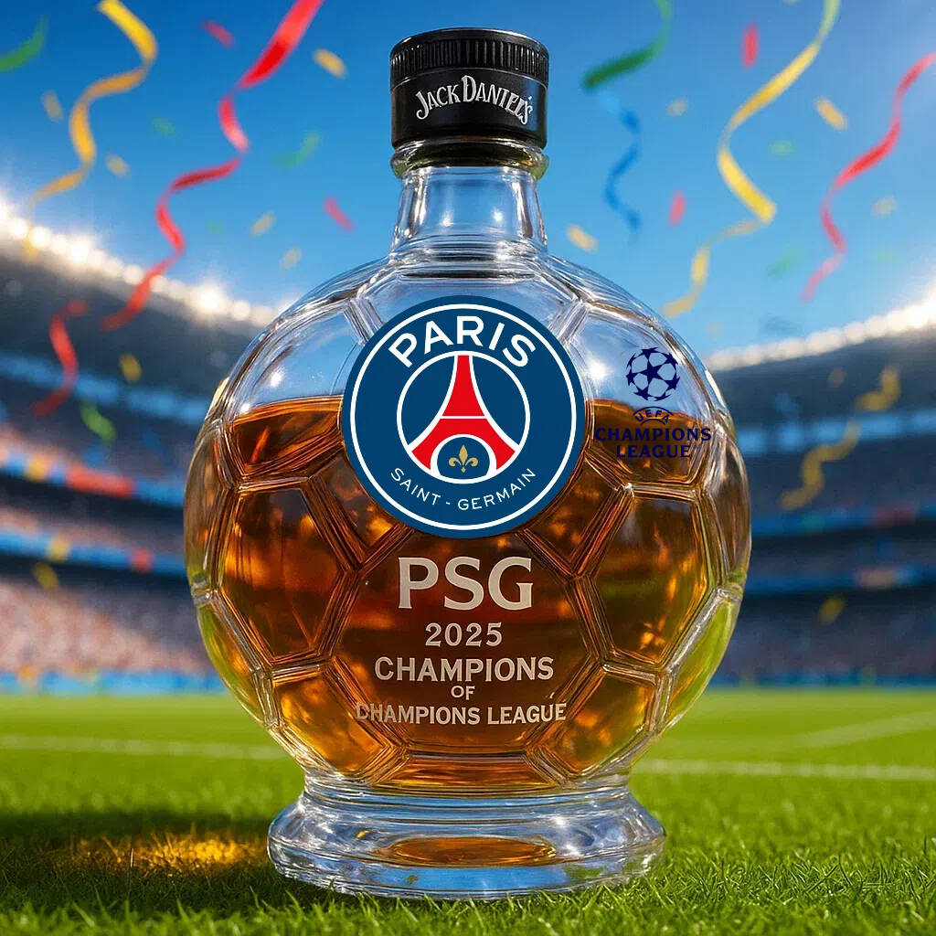Commemorating PSG's victory in the 2025 Champions League Whisky Bottle