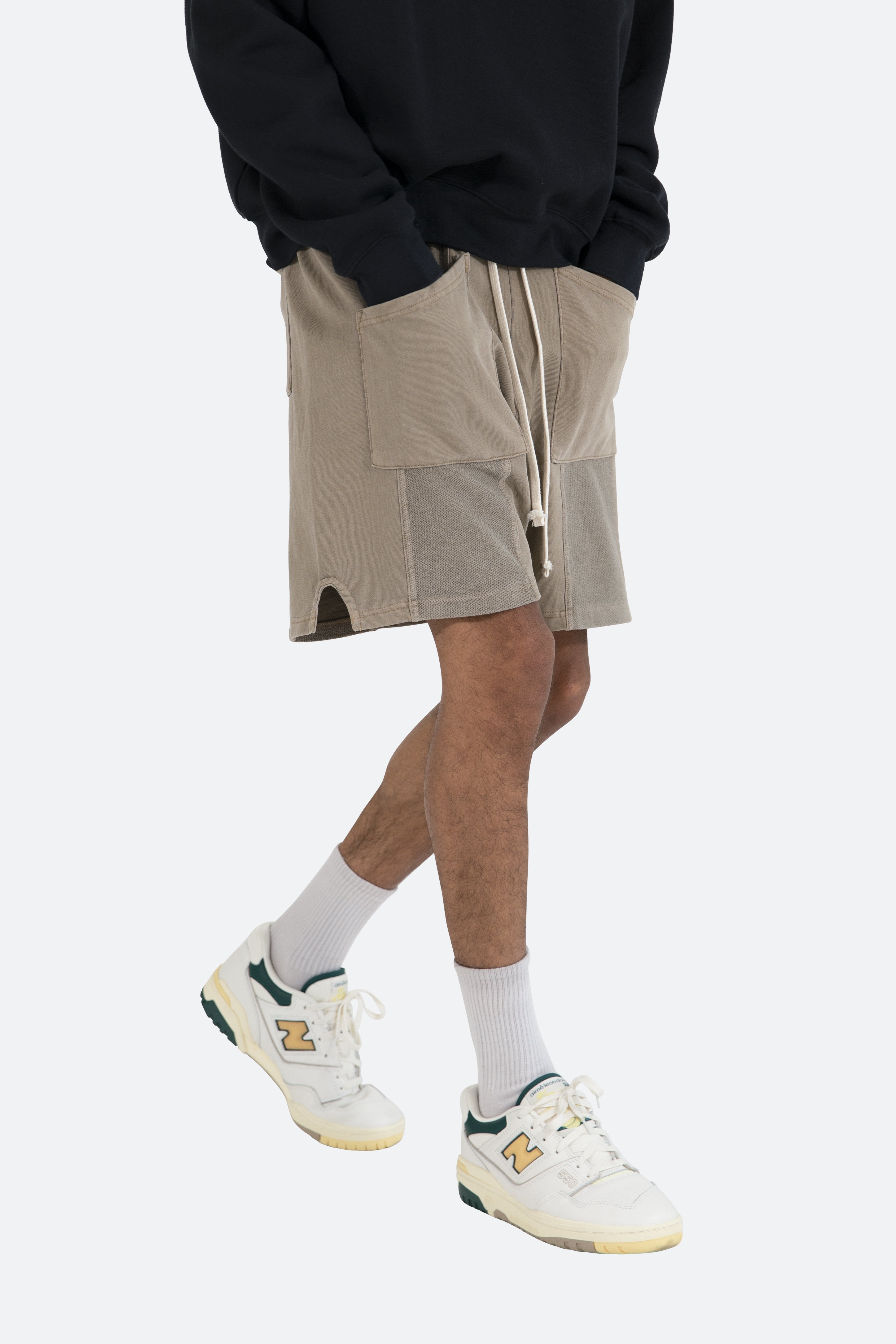 Terry Paneled Shorts - Brown