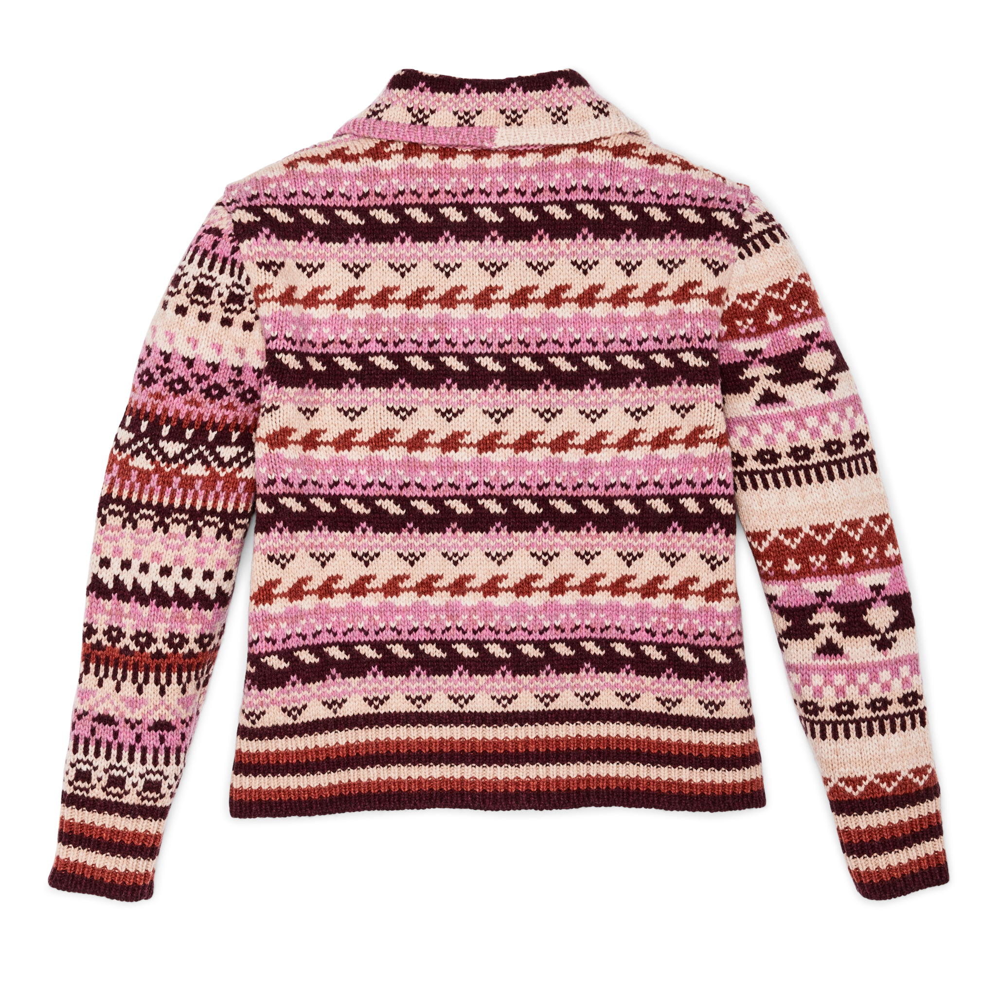 Women's Fair Isle Cardigan - Burgundy / Cream / Multi