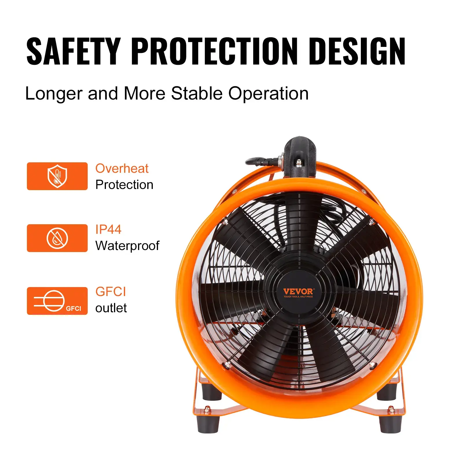 Portable Industrial Drum Fan10 in Heavy-Duty Cylinder Blower with 33ft Duct Hose380W 1893FM Ventilation Fan BoosterShop Exhaust Utility Tool for Dust & Smoke Removal (Home/Workplace)